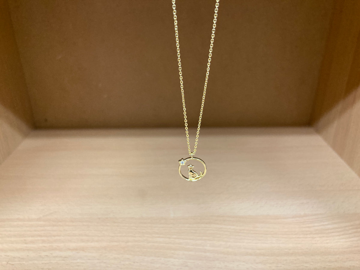 Tiny Treasures Seoul - Cat & Star Circle Necklace (Gold) 7