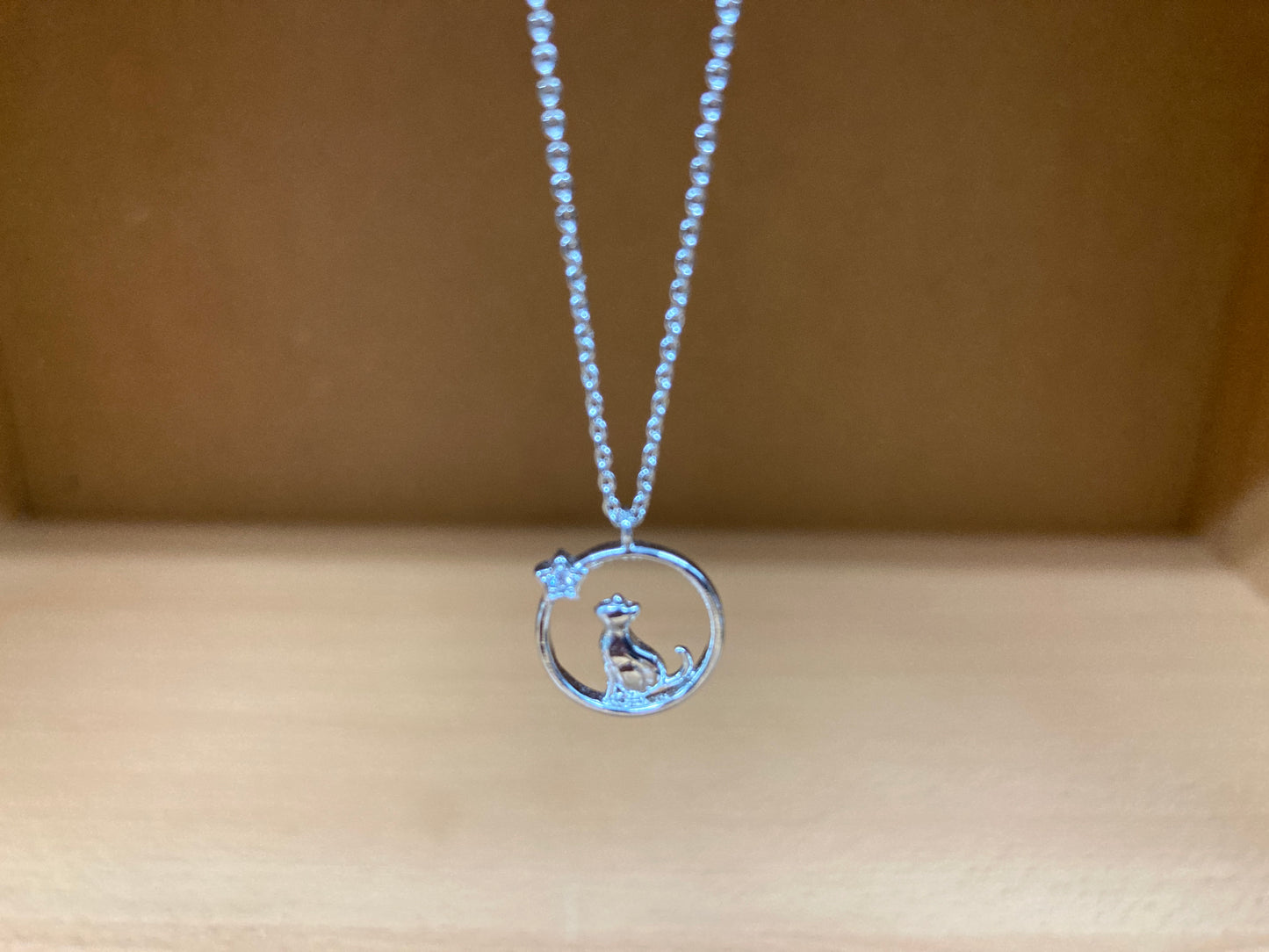 Tiny Treasures Seoul - Cat & Star Circle Necklace (Silver) 10