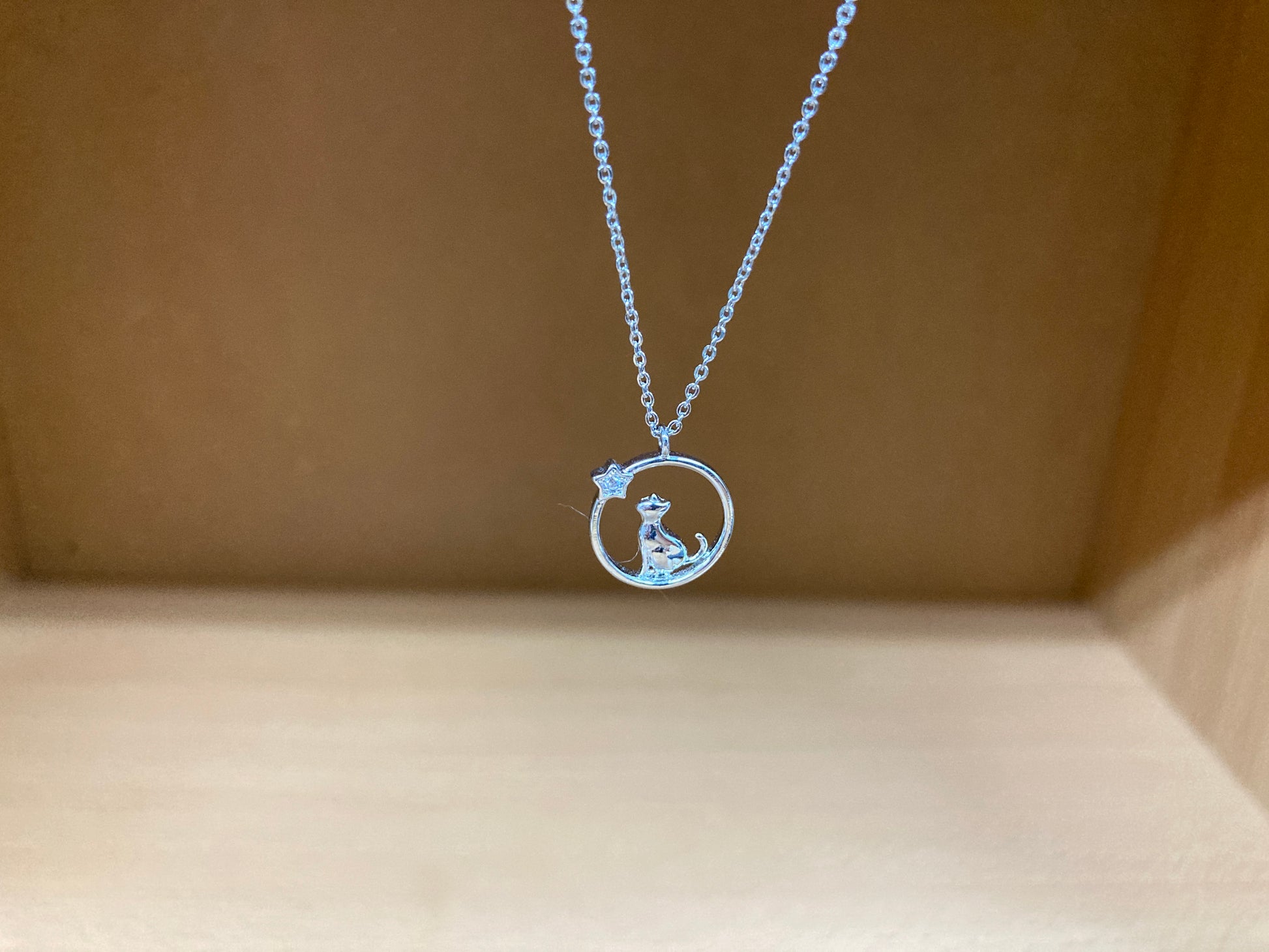 Tiny Treasures Seoul - Cat & Star Circle Necklace (Silver) 2