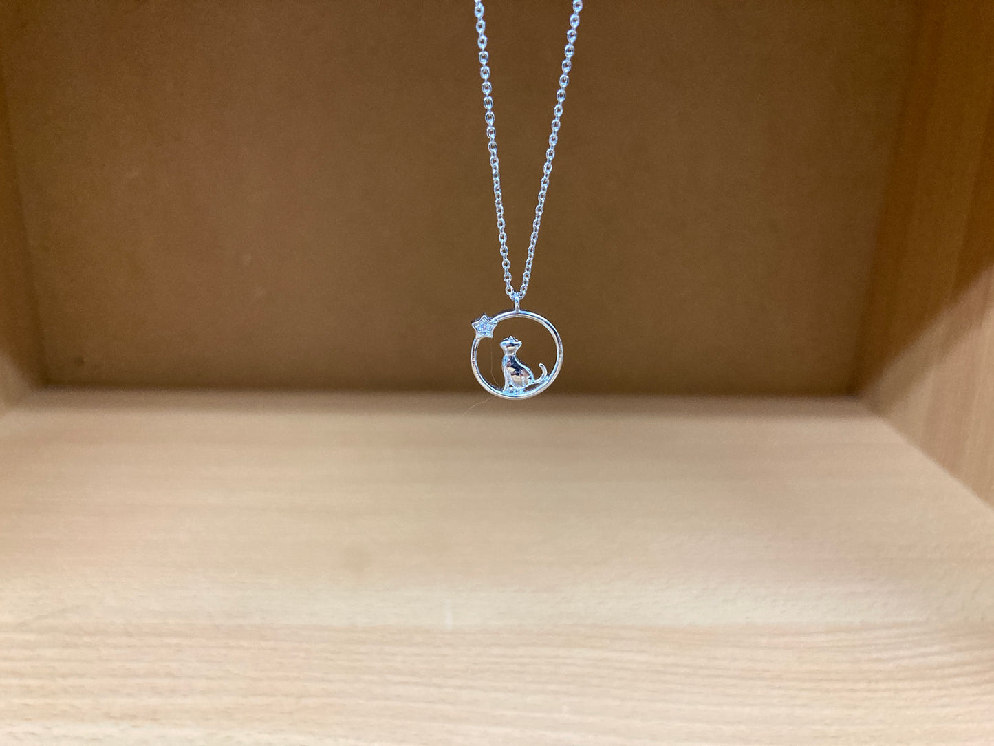 Tiny Treasures Seoul - Cat & Star Circle Necklace (Silver) 4