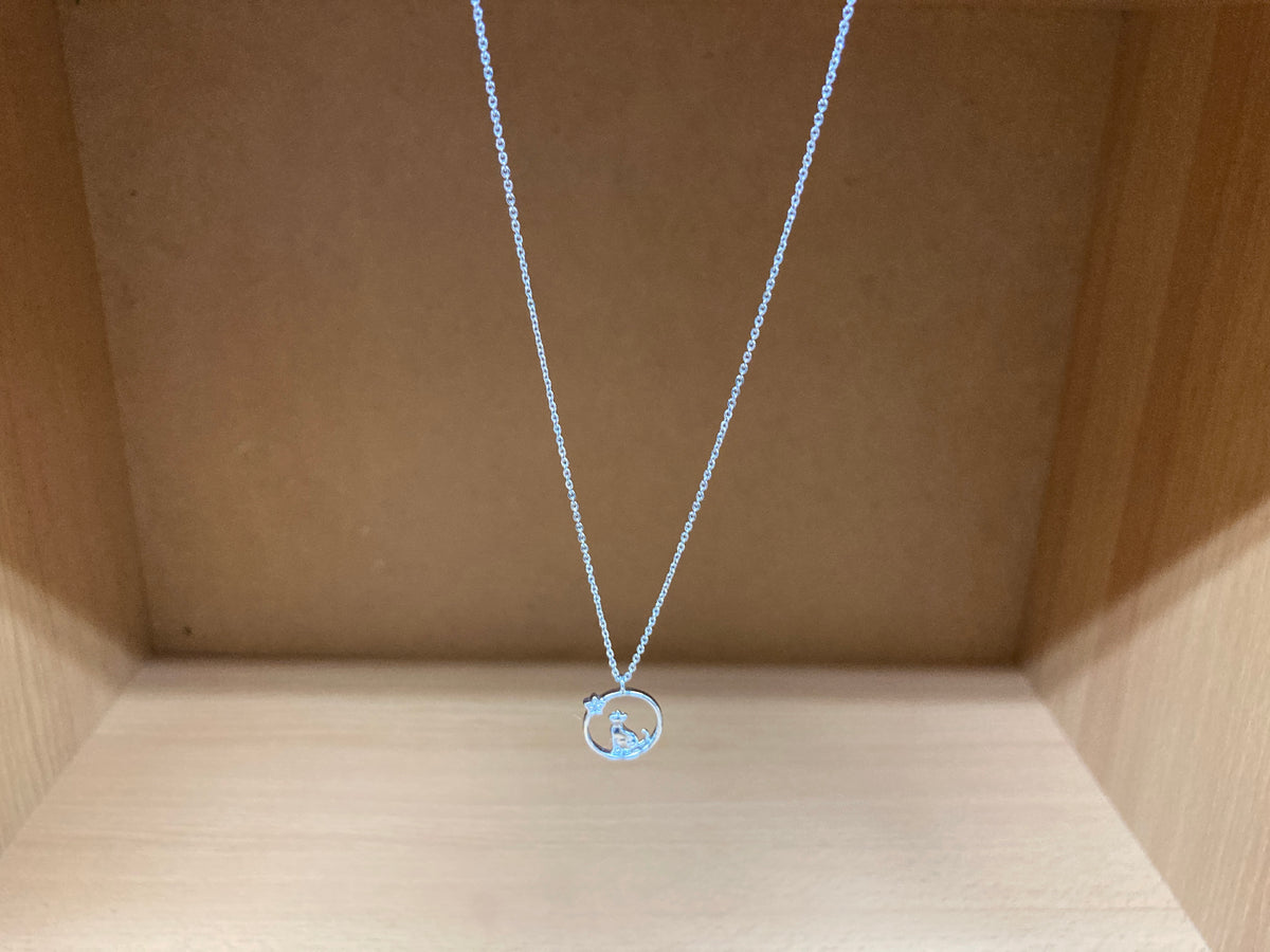 Tiny Treasures Seoul - Cat & Star Circle Necklace (Silver) 5