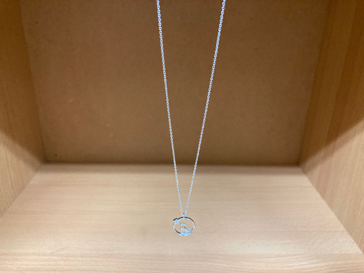 Tiny Treasures Seoul - Cat & Star Circle Necklace (Silver) 7
