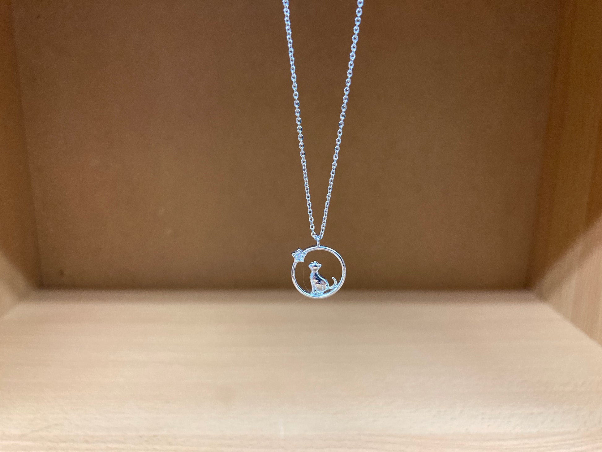 Tiny Treasures Seoul - Cat & Star Circle Necklace (Silver) 8