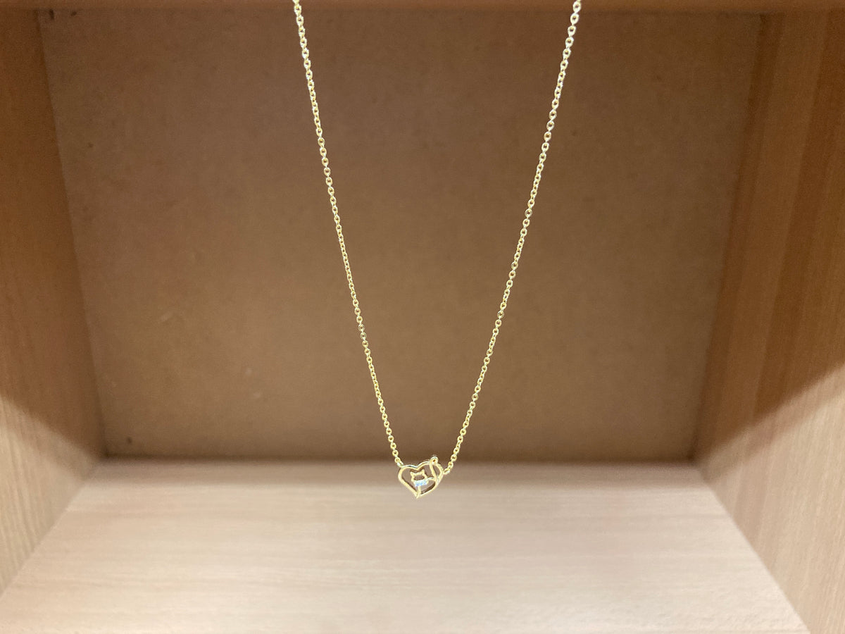Tiny Treasures Seoul - Cat in Heart & Stone Bow Necklace (Gold) 9
