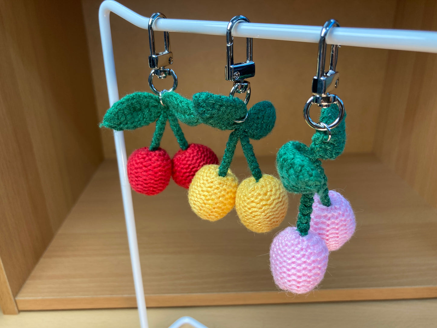 Tiny Treasures Seoul - Pink Cherry & Lucky Clover Knit Bag Charm Set