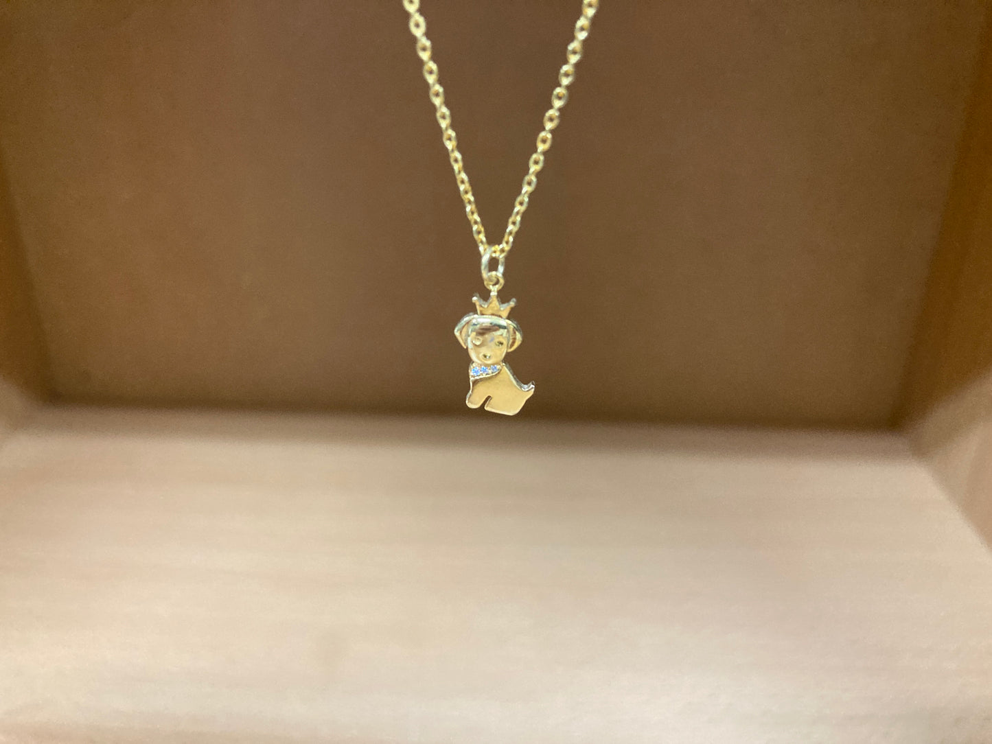 Tiny Treasures Seoul - Crowned Puppy Crystal Necklace (Gold) 