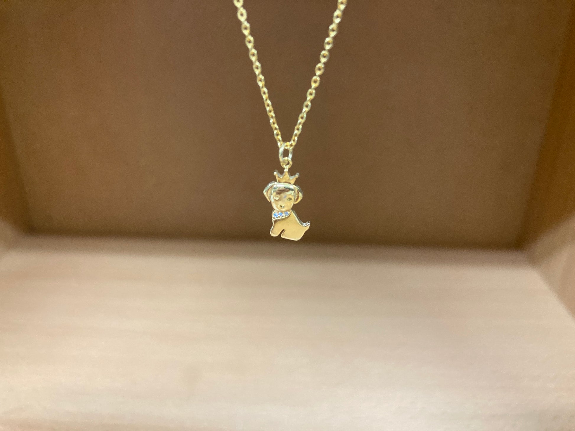 Tiny Treasures Seoul - Crowned Puppy Crystal Necklace (Gold) 
