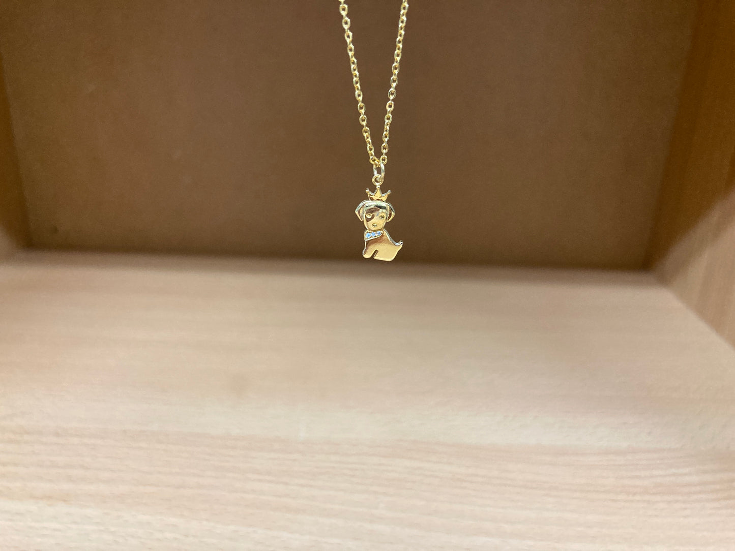 Tiny Treasures Seoul - Crowned Puppy Crystal Necklace (Gold) 10