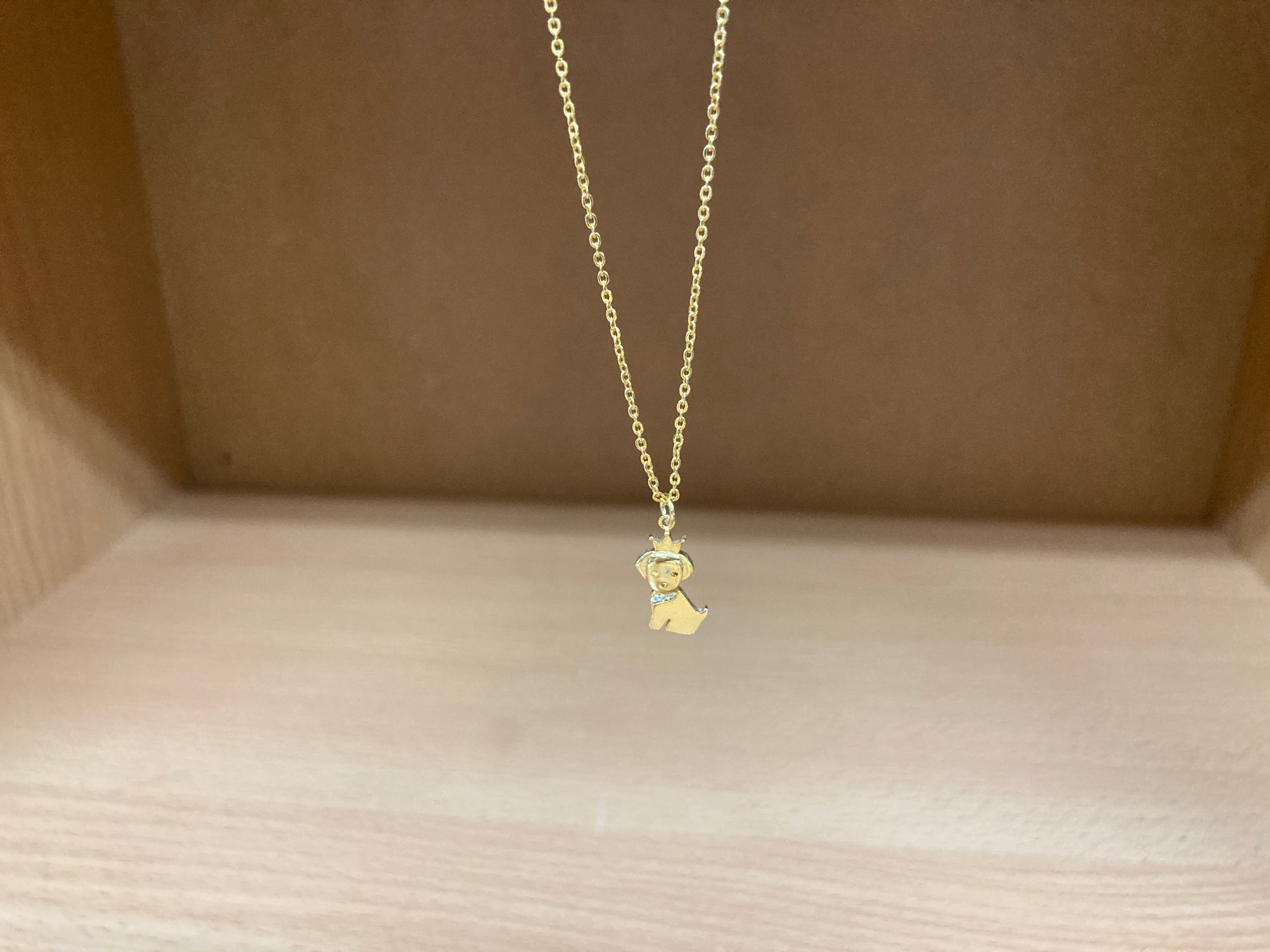 Tiny Treasures Seoul - Crowned Puppy Crystal Necklace (Gold) 11