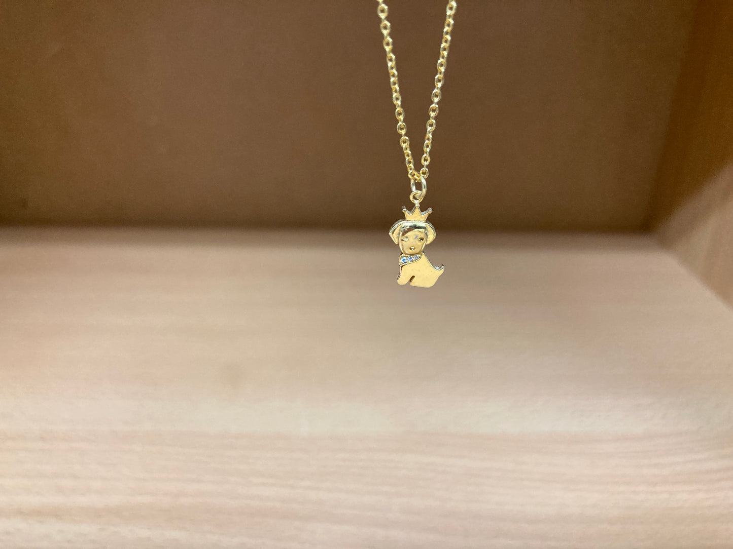 Tiny Treasures Seoul - Crowned Puppy Crystal Necklace (Gold) 2