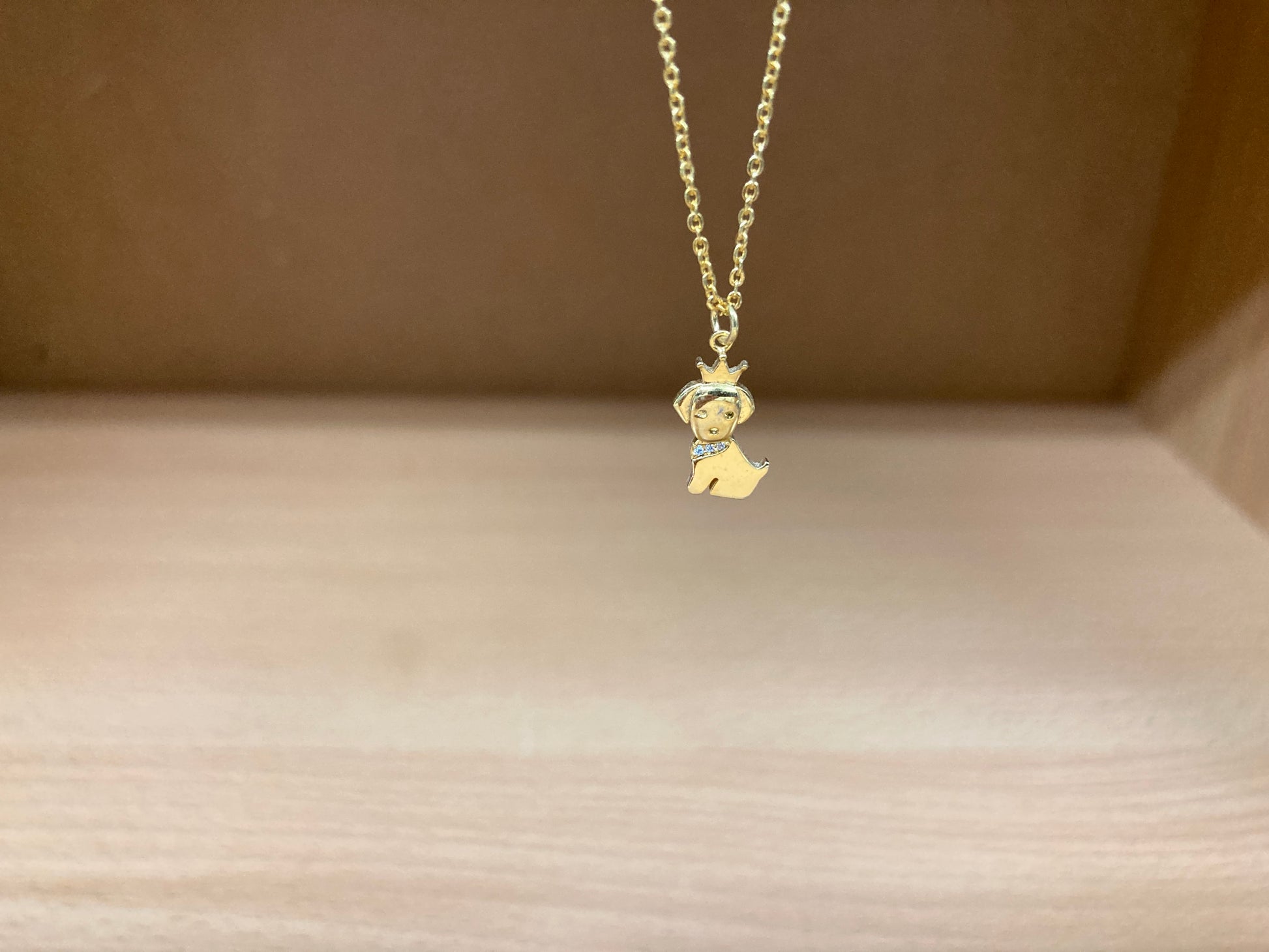 Tiny Treasures Seoul - Crowned Puppy Crystal Necklace (Gold) 2