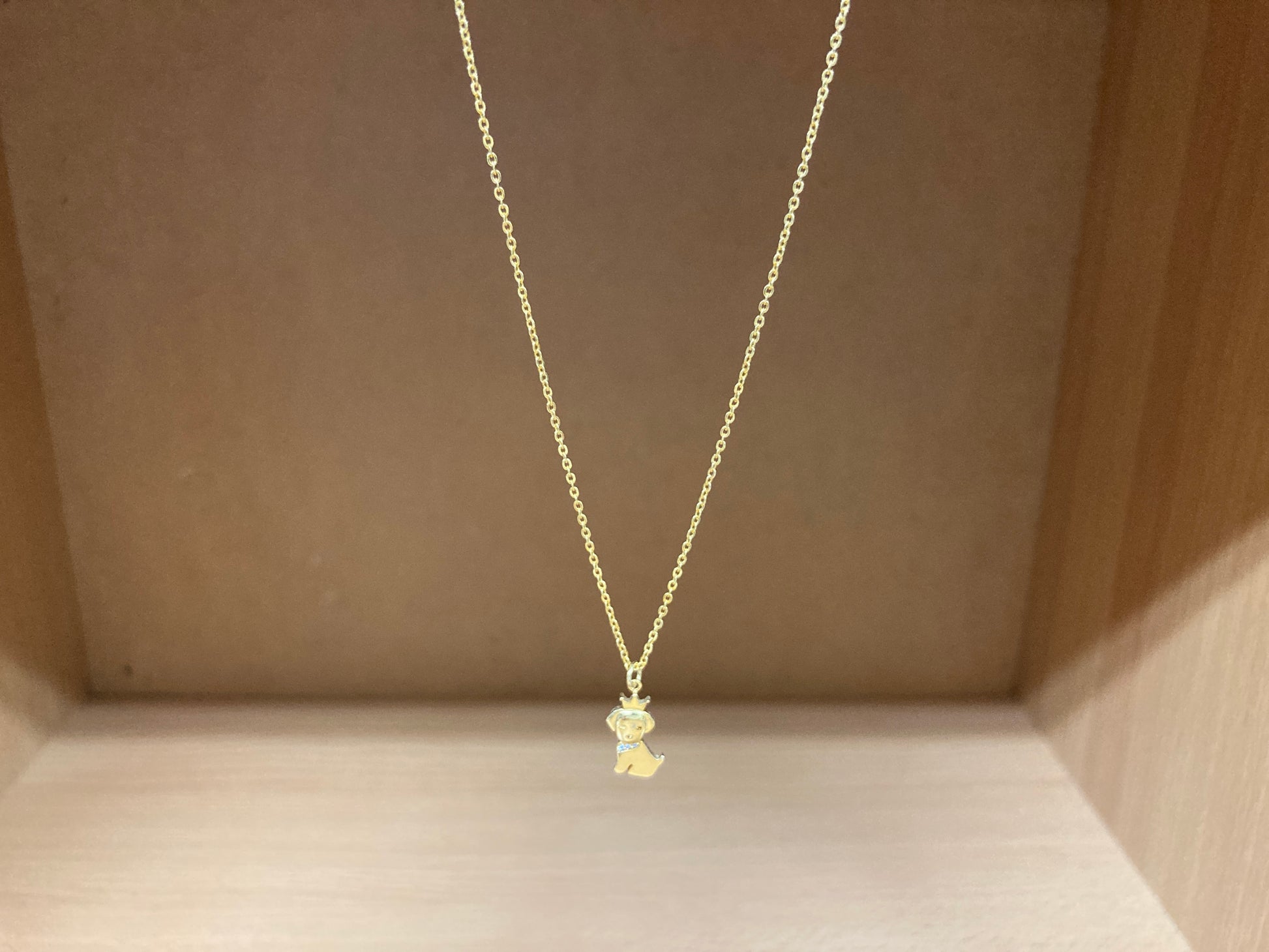 Tiny Treasures Seoul - Crowned Puppy Crystal Necklace (Gold) 3