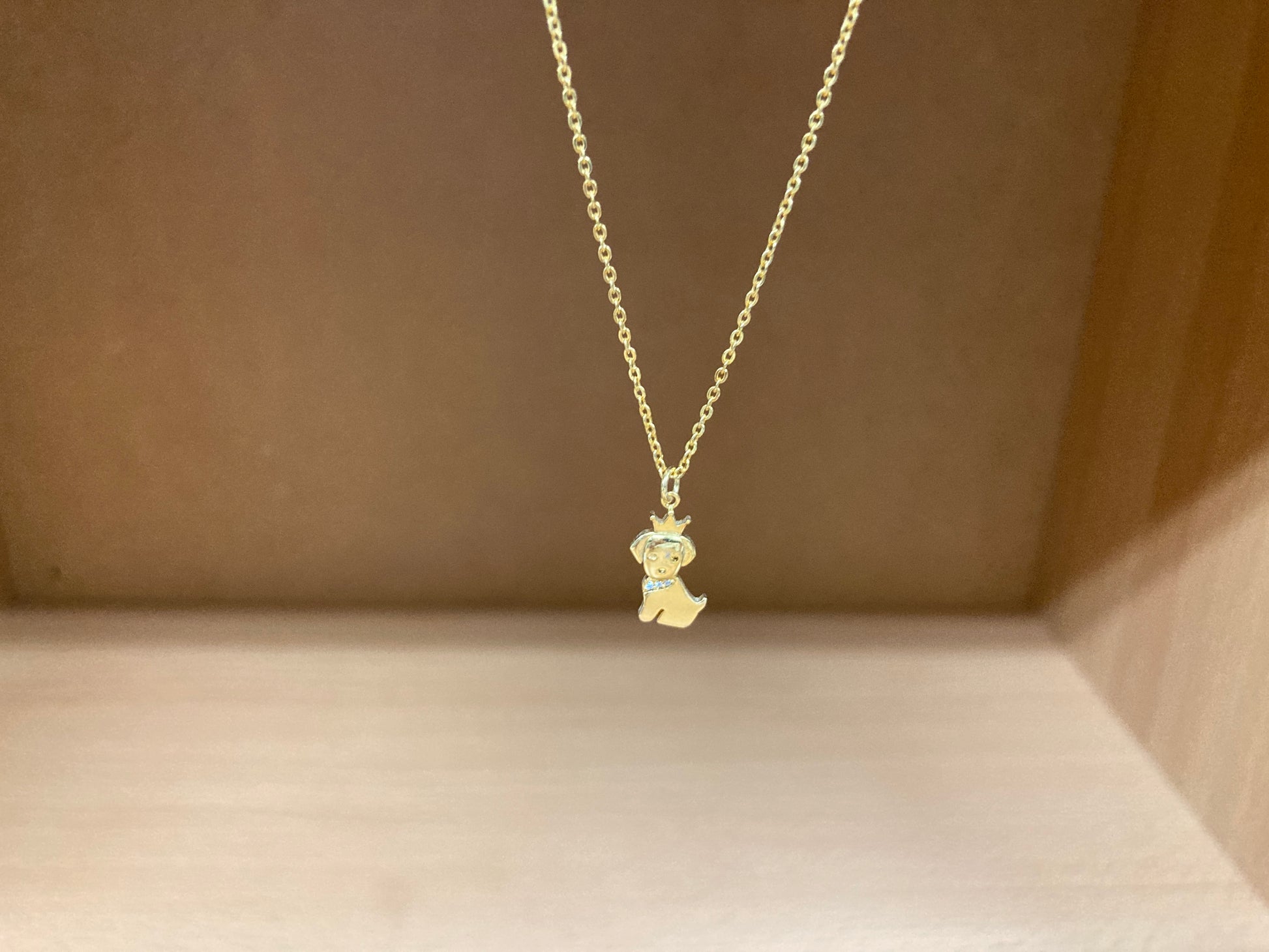 Tiny Treasures Seoul - Crowned Puppy Crystal Necklace (Gold) 4