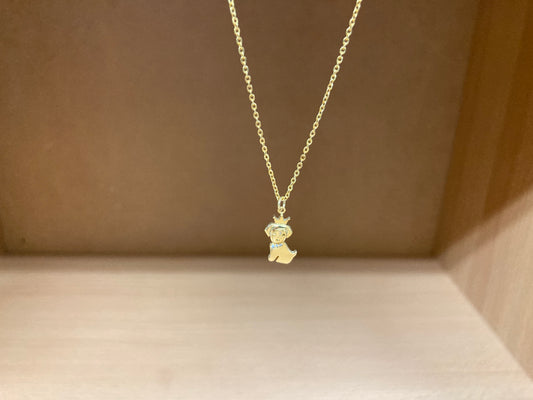 Tiny Treasures Seoul - Crowned Puppy Crystal Necklace (Gold) 4