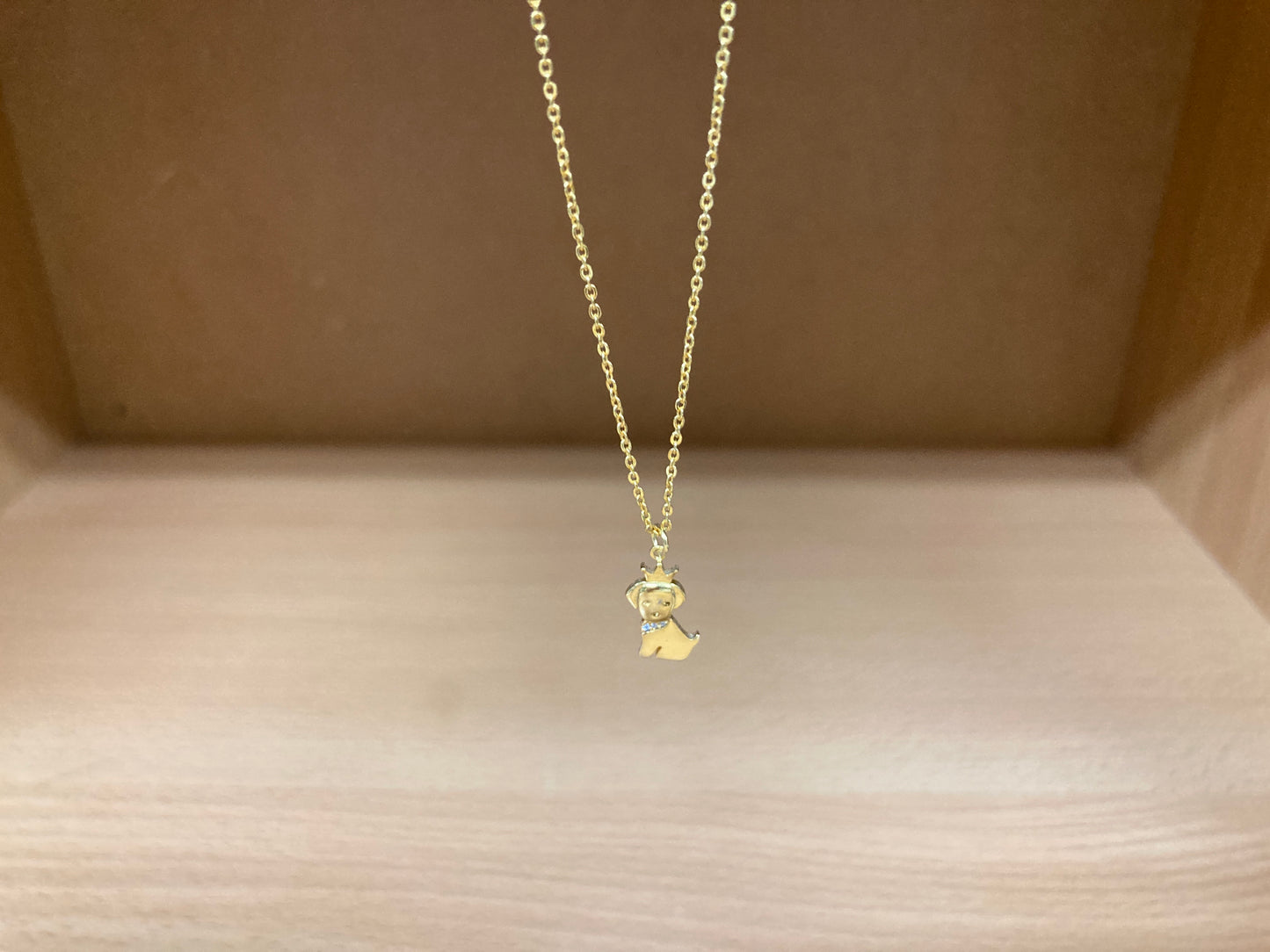 Tiny Treasures Seoul - Crowned Puppy Crystal Necklace (Gold) 5