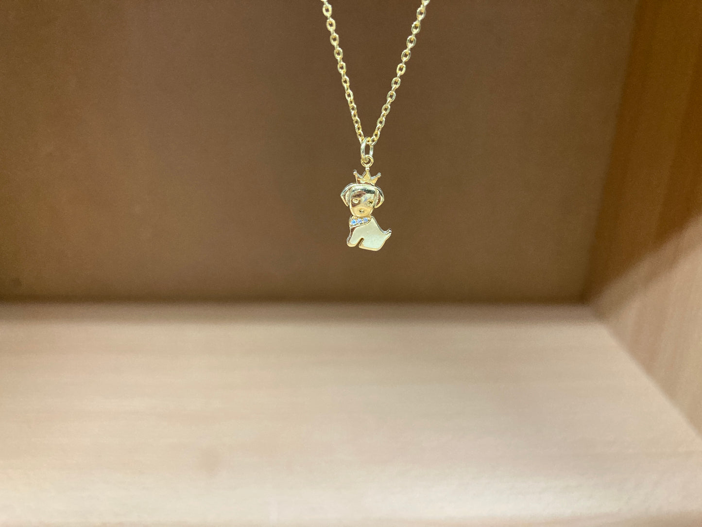 Tiny Treasures Seoul - Crowned Puppy Crystal Necklace (Gold) 6