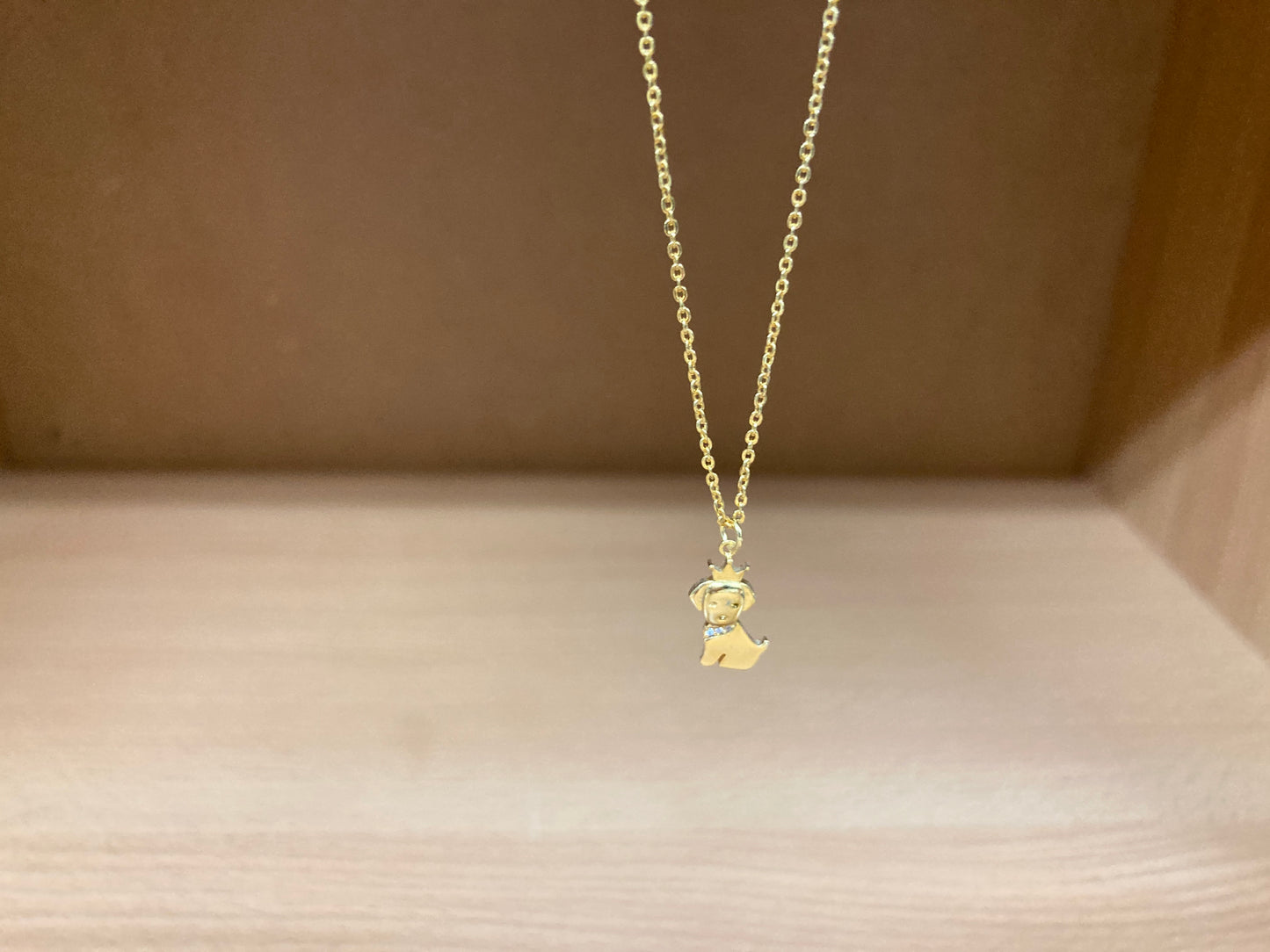 Tiny Treasures Seoul - Crowned Puppy Crystal Necklace (Gold) 7
