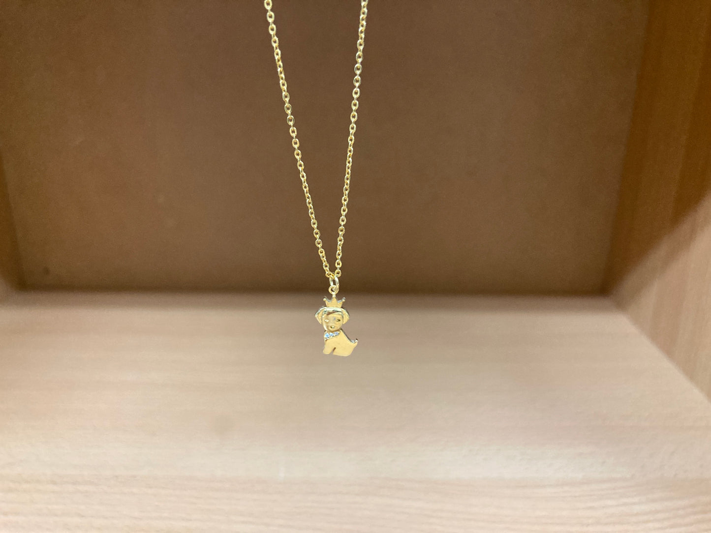 Tiny Treasures Seoul - Crowned Puppy Crystal Necklace (Gold) 8