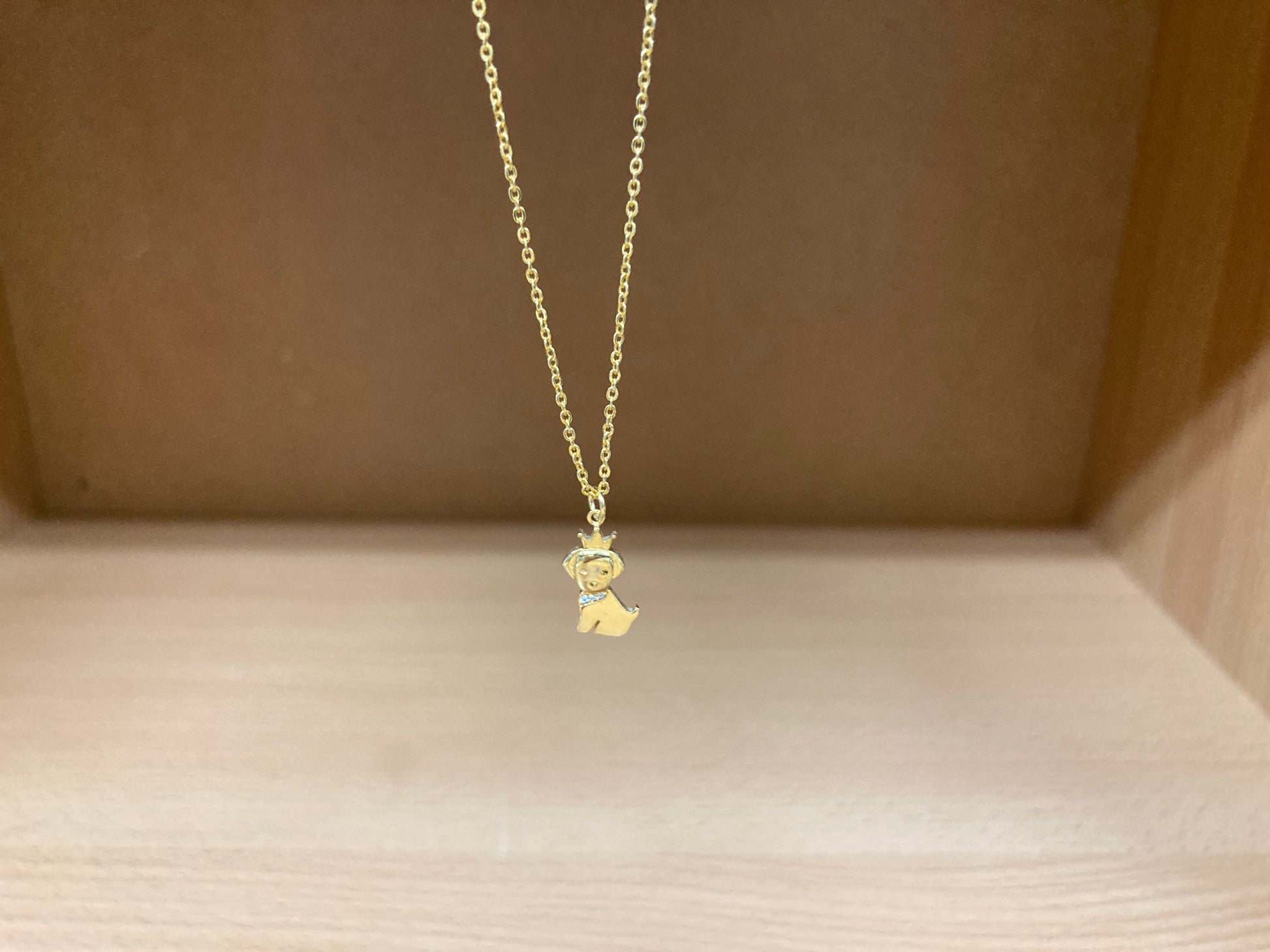 Tiny Treasures Seoul - Crowned Puppy Crystal Necklace (Gold) 8