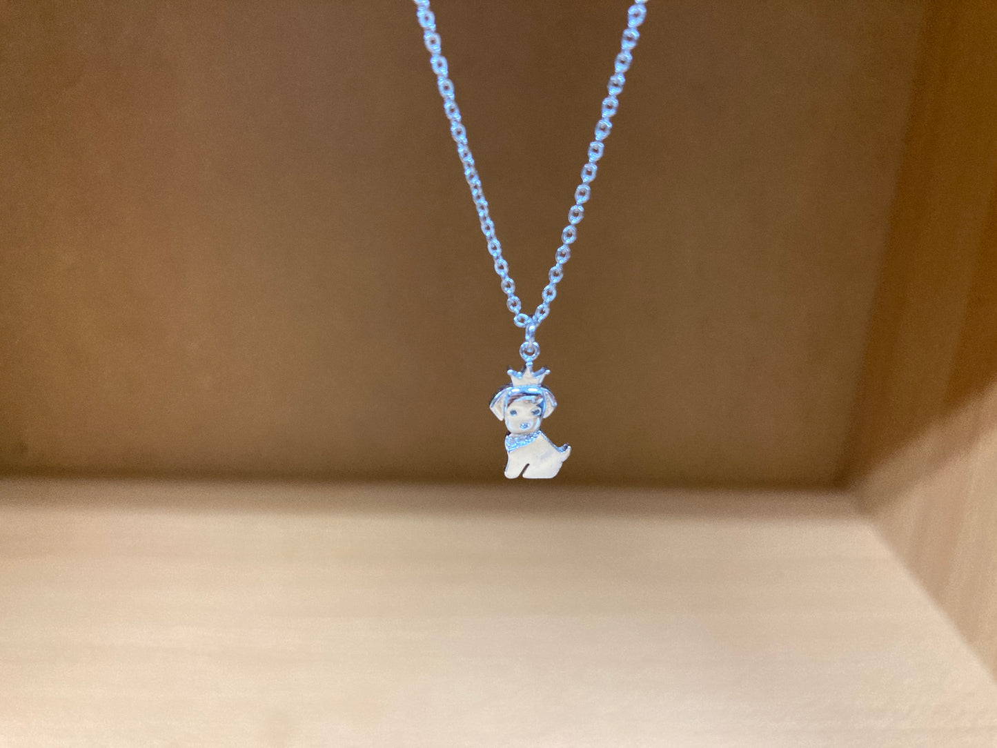 Tiny Treasures Seoul - Crowned Puppy Crystal Necklace (Silver) 