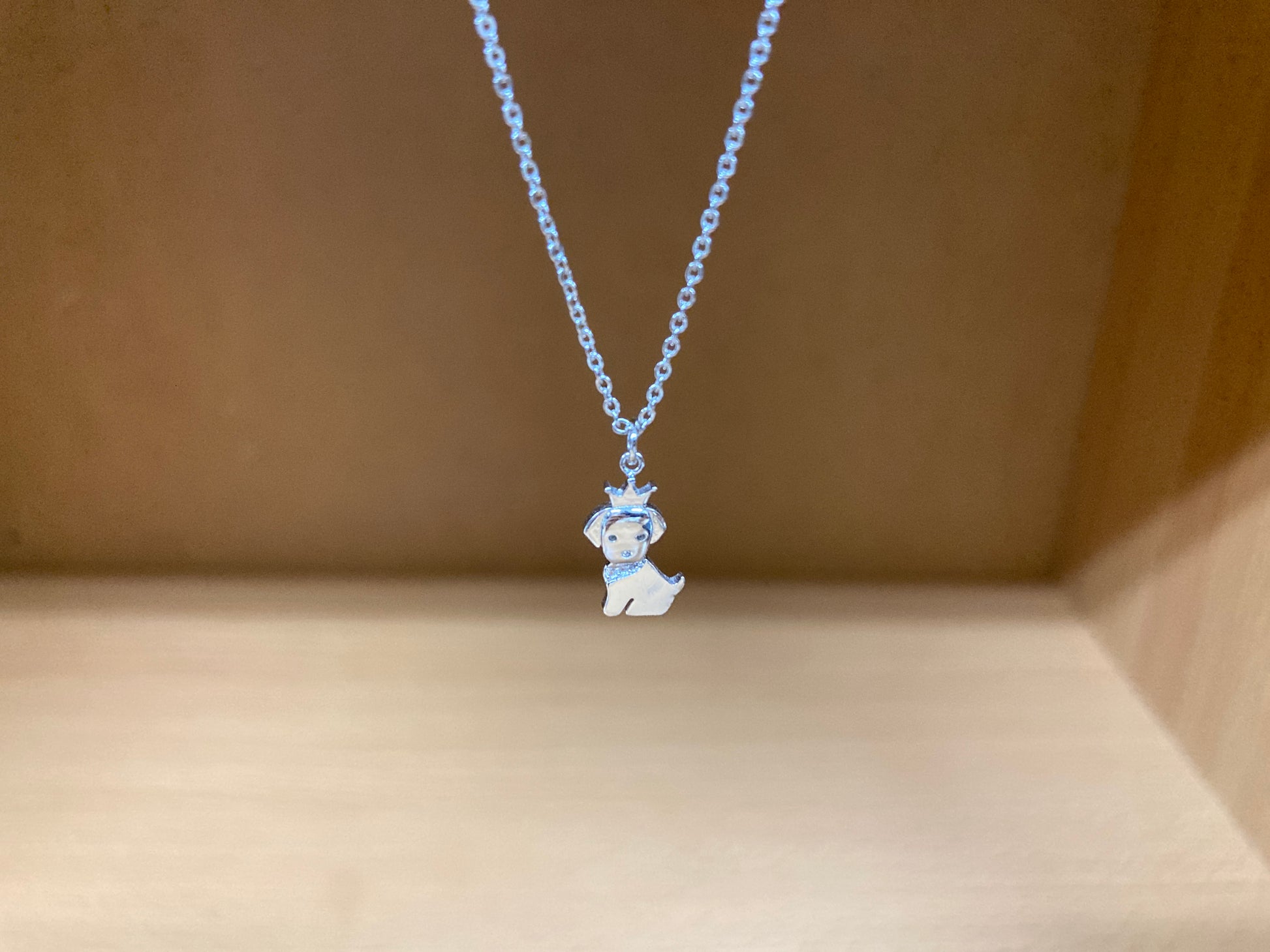 Tiny Treasures Seoul - Crowned Puppy Crystal Necklace (Silver) 2