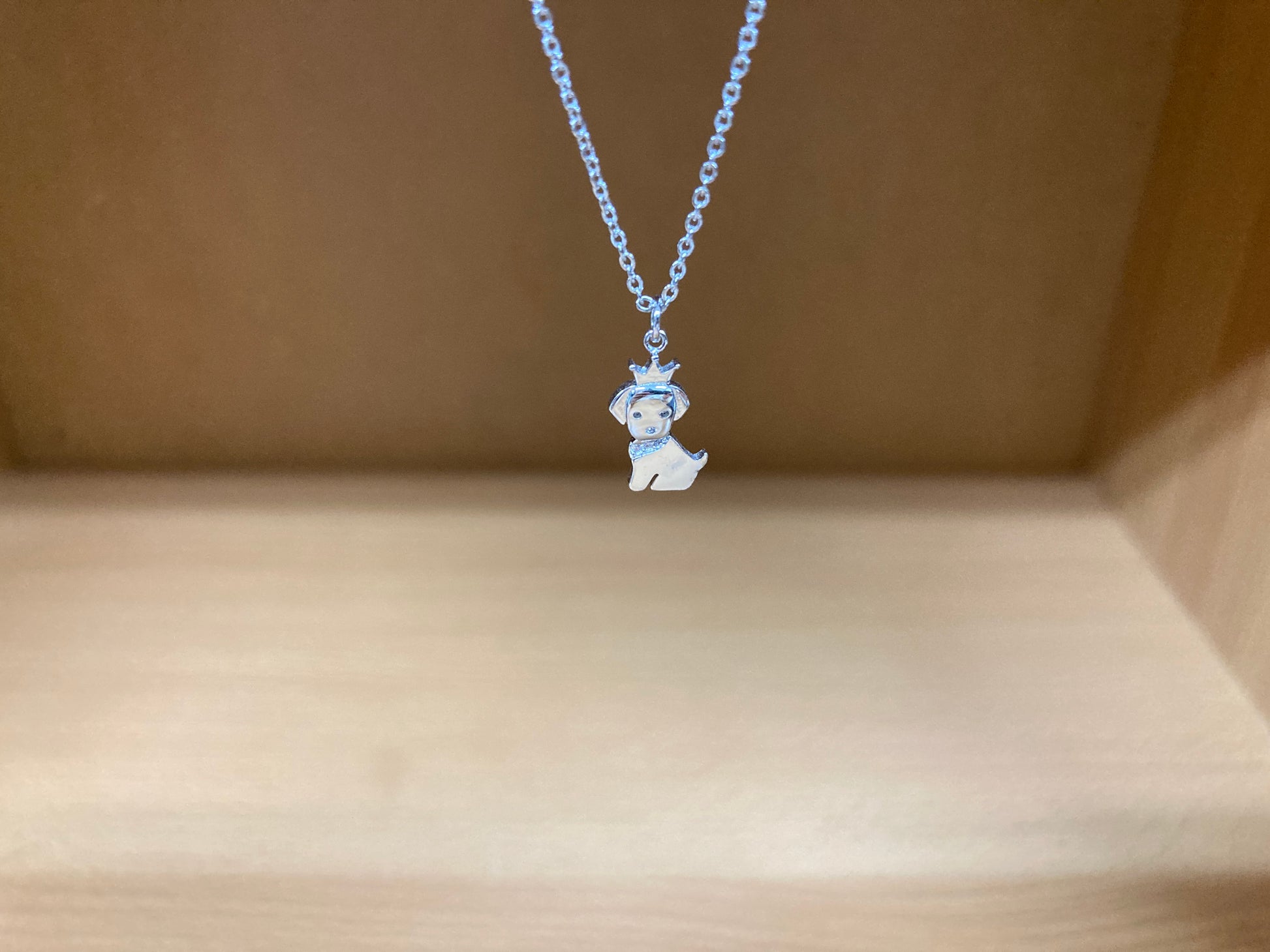 Tiny Treasures Seoul - Crowned Puppy Crystal Necklace (Silver) 4