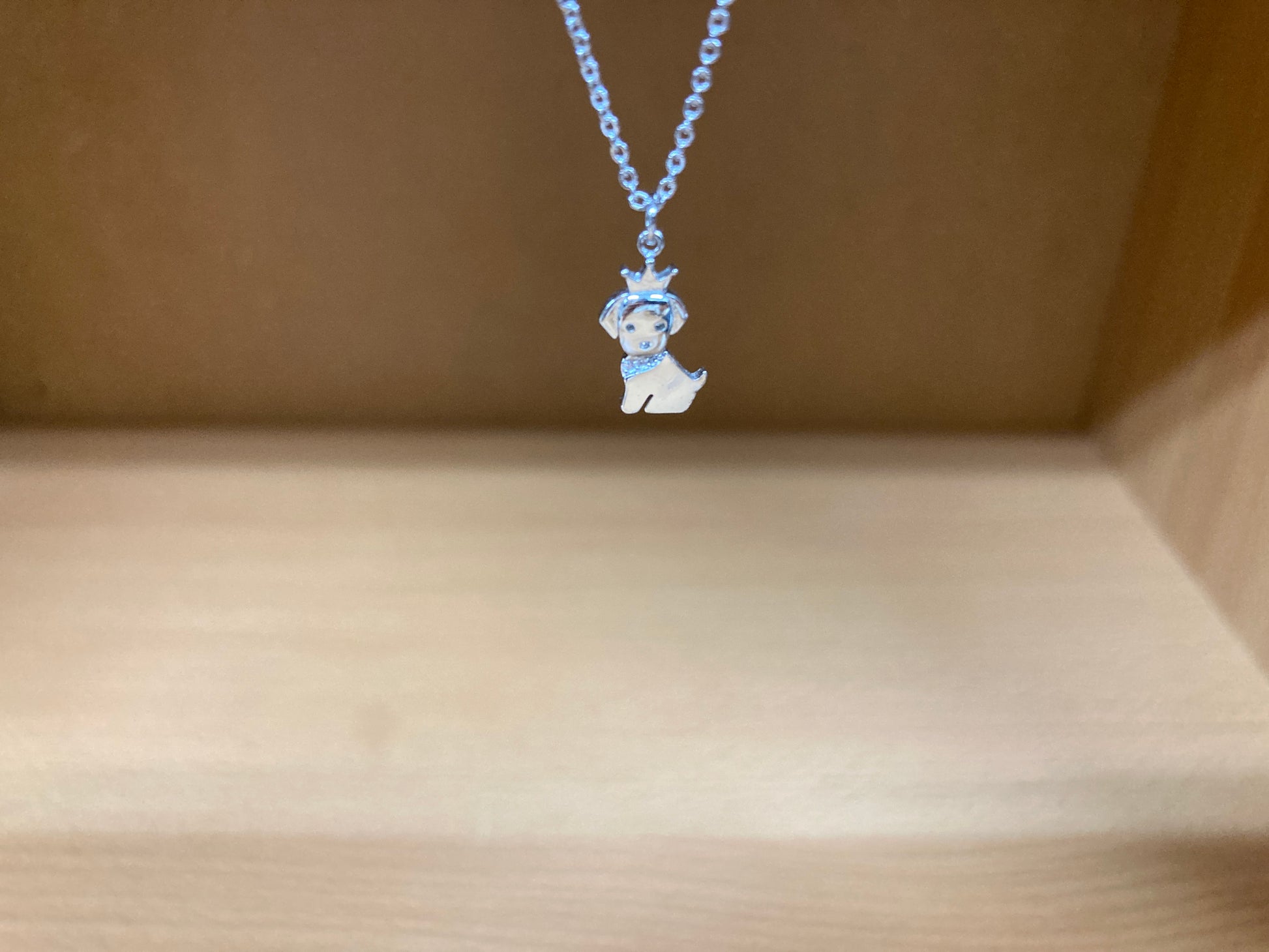 Tiny Treasures Seoul - Crowned Puppy Crystal Necklace (Silver) 6