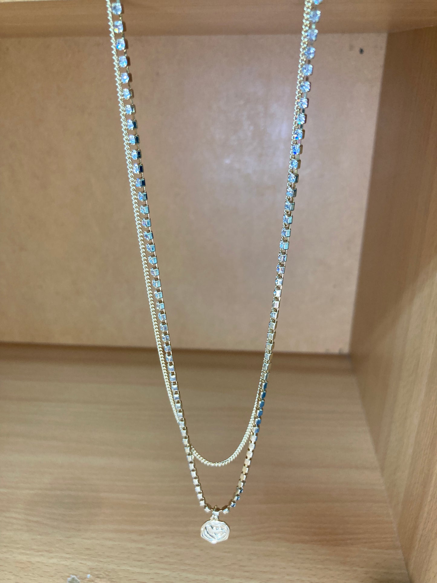 Crystal Medallion Layered Choker Necklace