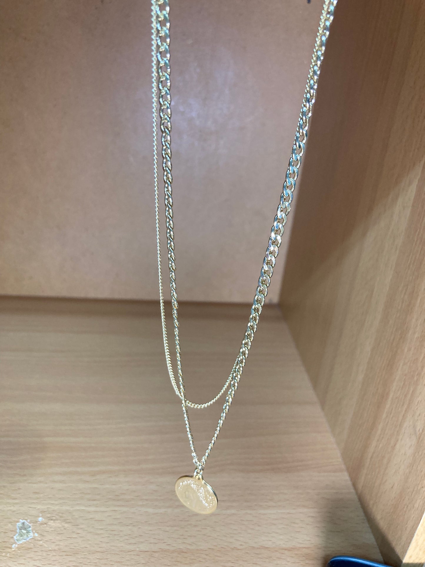 Cuban Chain Layered Coin Necklace