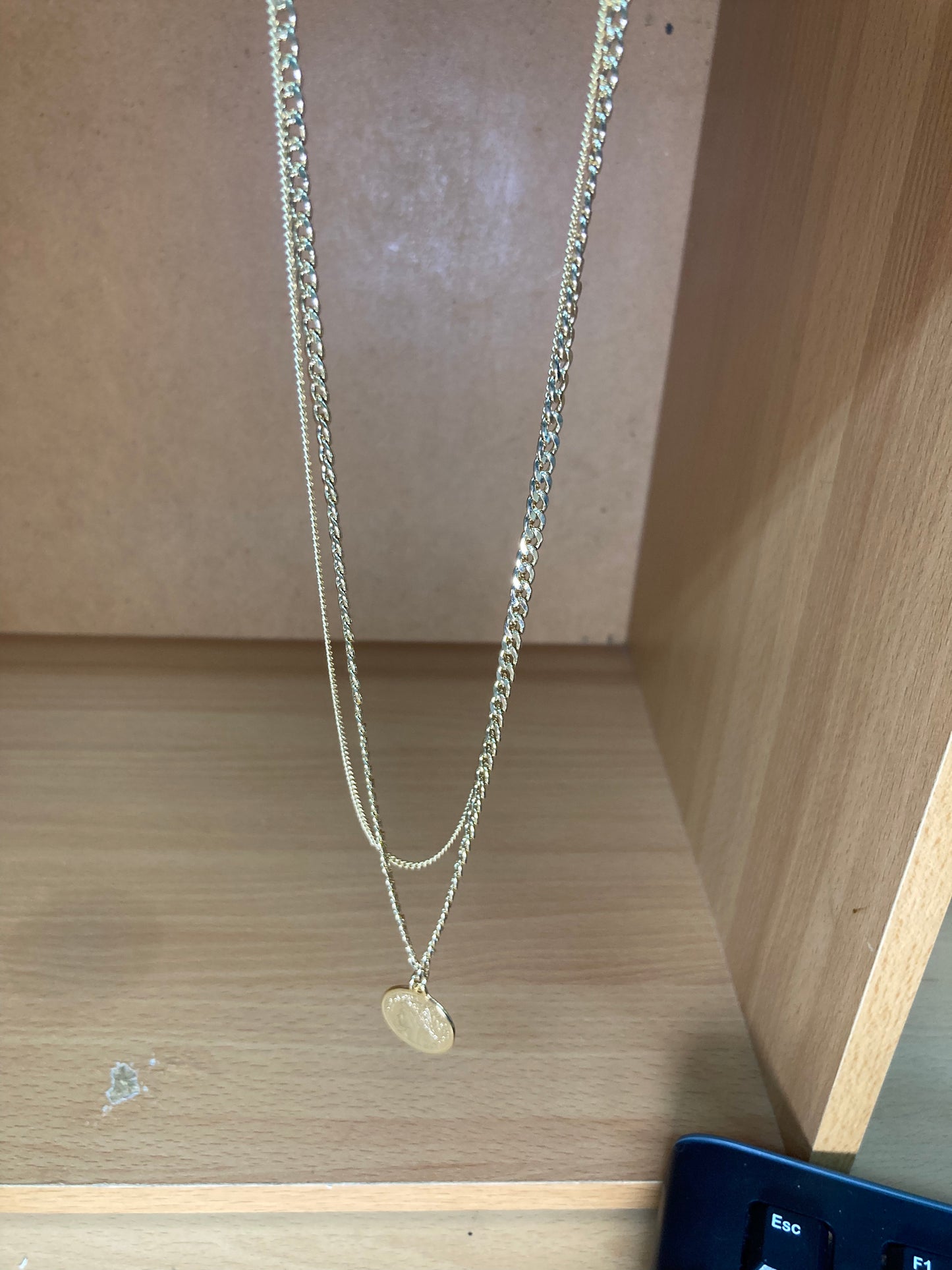 Cuban Chain Layered Coin Necklace