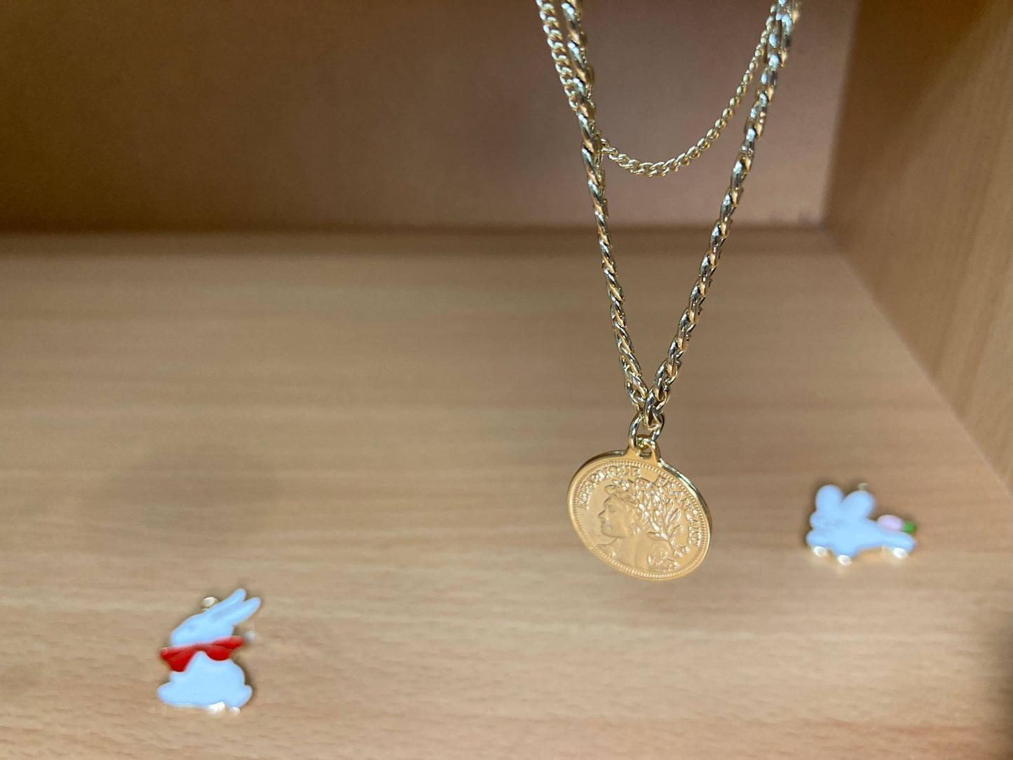 Cuban Chain Layered Coin Necklace