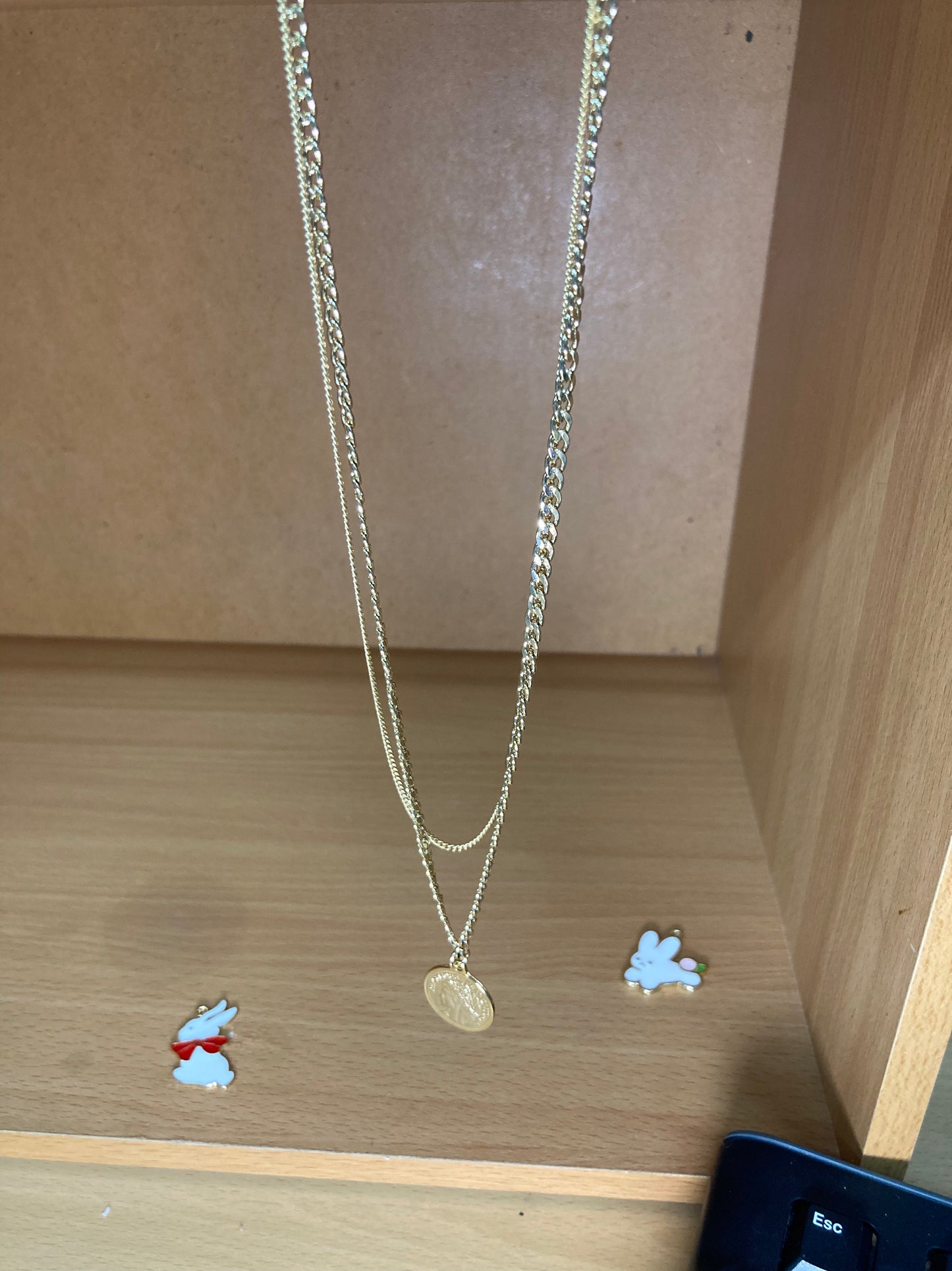 Cuban Chain Layered Coin Necklace