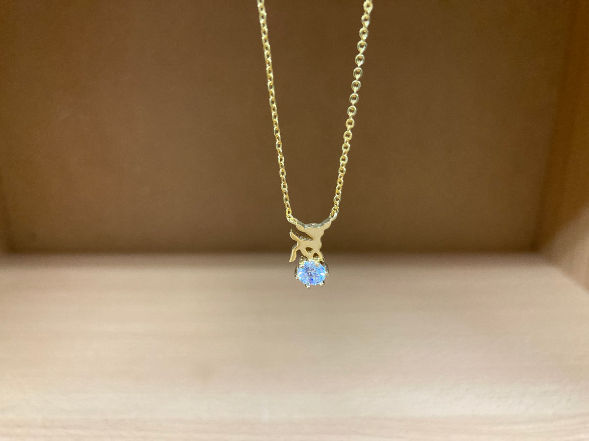 Tiny Treasures Seoul - Deer & Stone Pendant Necklace (Gold) 