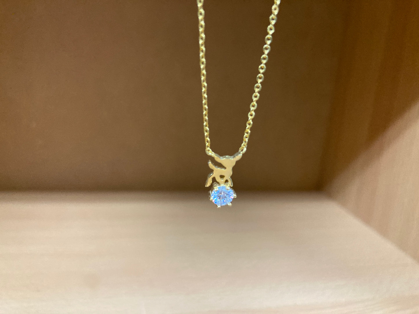 Tiny Treasures Seoul - Deer & Stone Pendant Necklace (Gold) 10