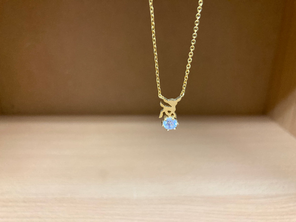 Tiny Treasures Seoul - Deer & Stone Pendant Necklace (Gold) 2