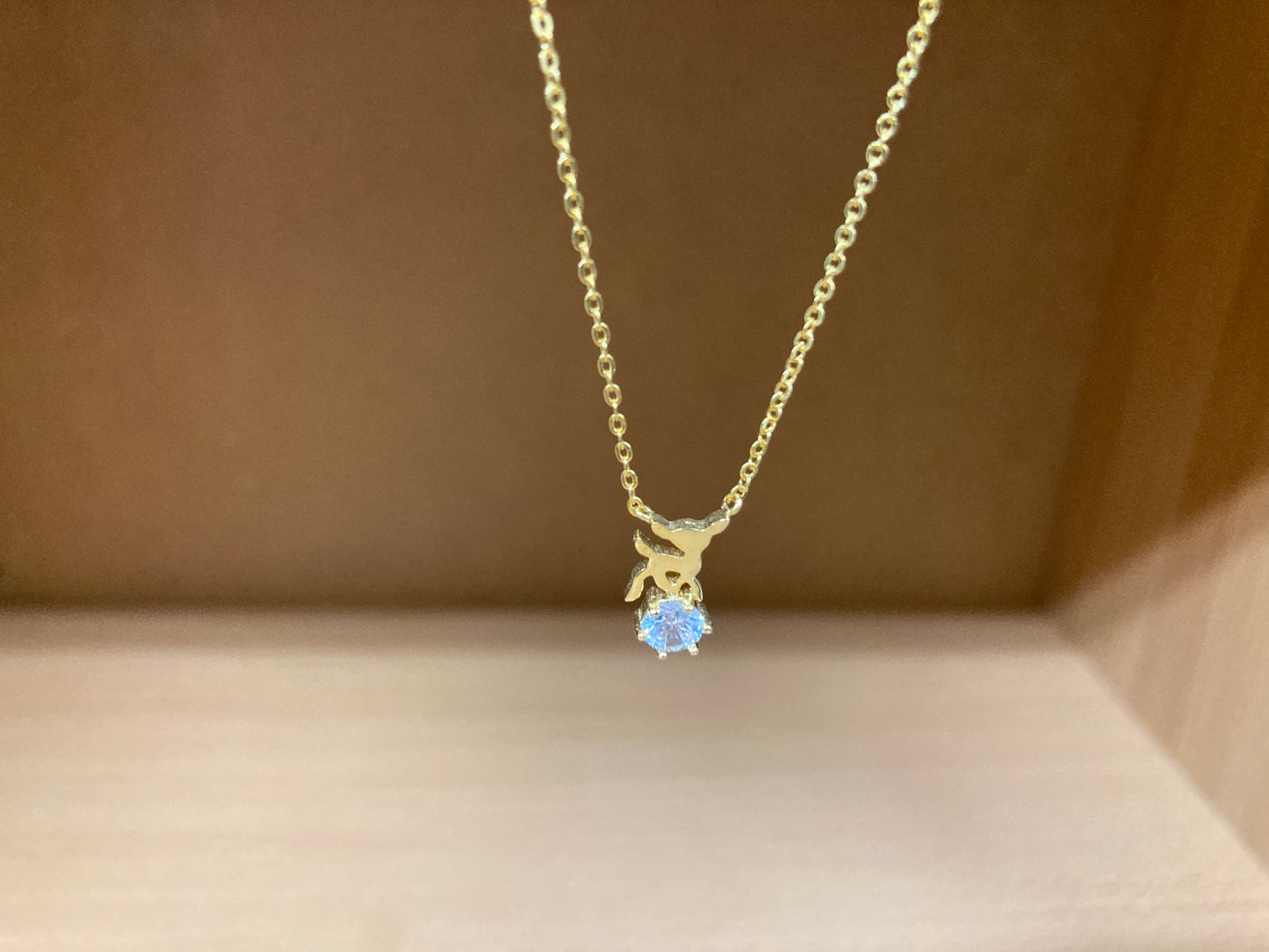 Tiny Treasures Seoul - Deer & Stone Pendant Necklace (Gold) 4