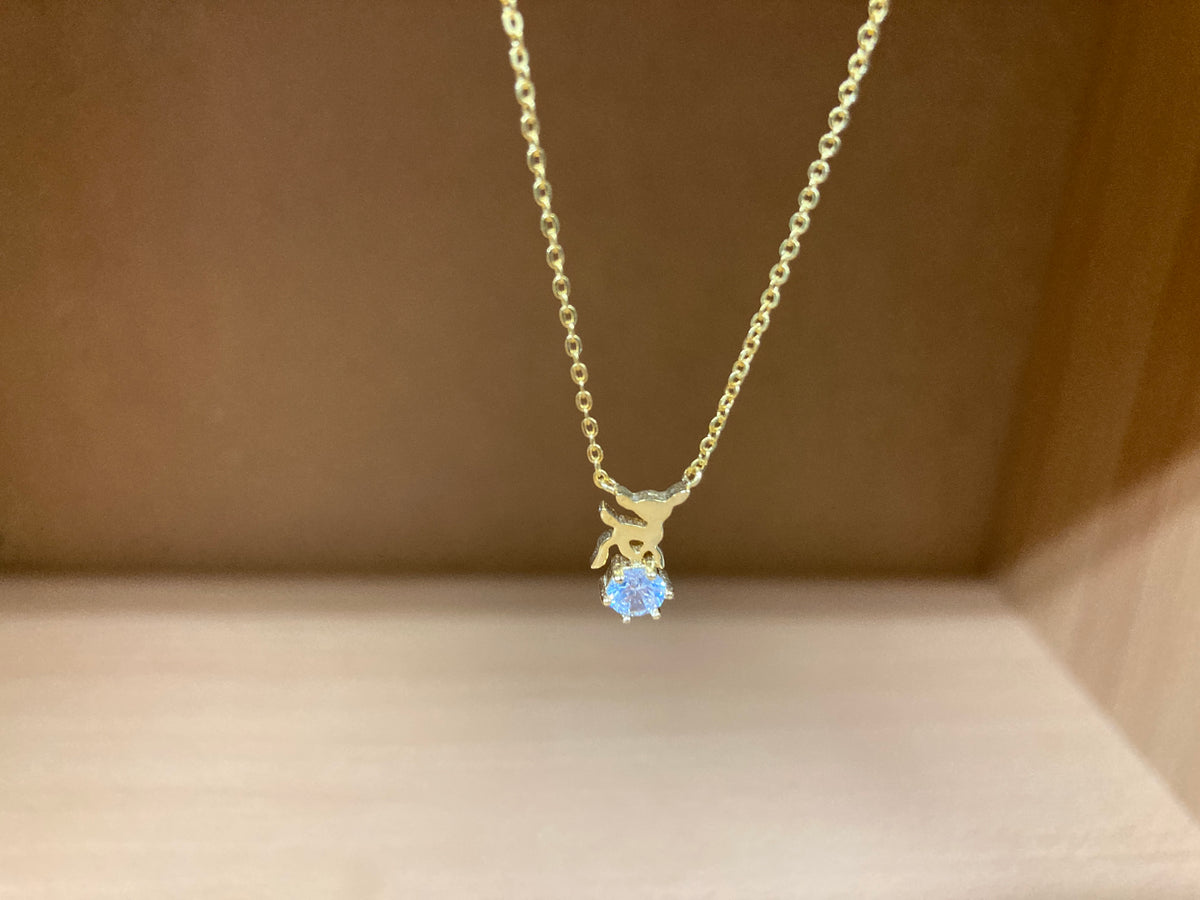 Tiny Treasures Seoul - Deer & Stone Pendant Necklace (Gold) 4