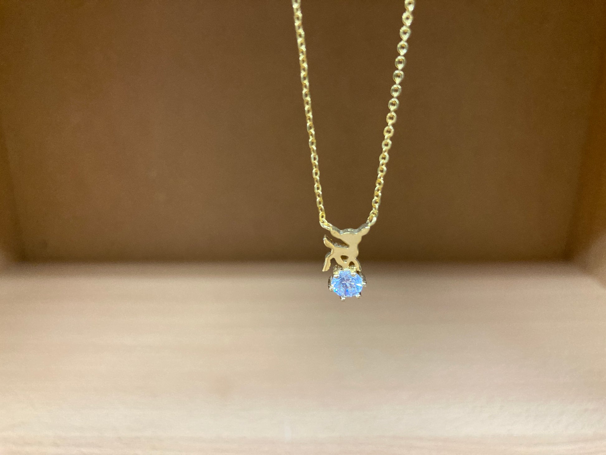 Tiny Treasures Seoul - Deer & Stone Pendant Necklace (Gold) 5