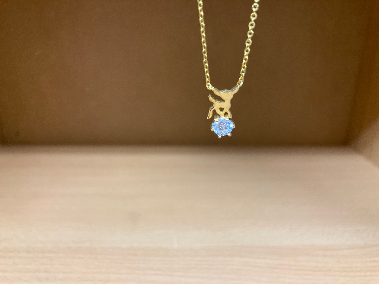 Tiny Treasures Seoul - Deer & Stone Pendant Necklace (Gold) 6