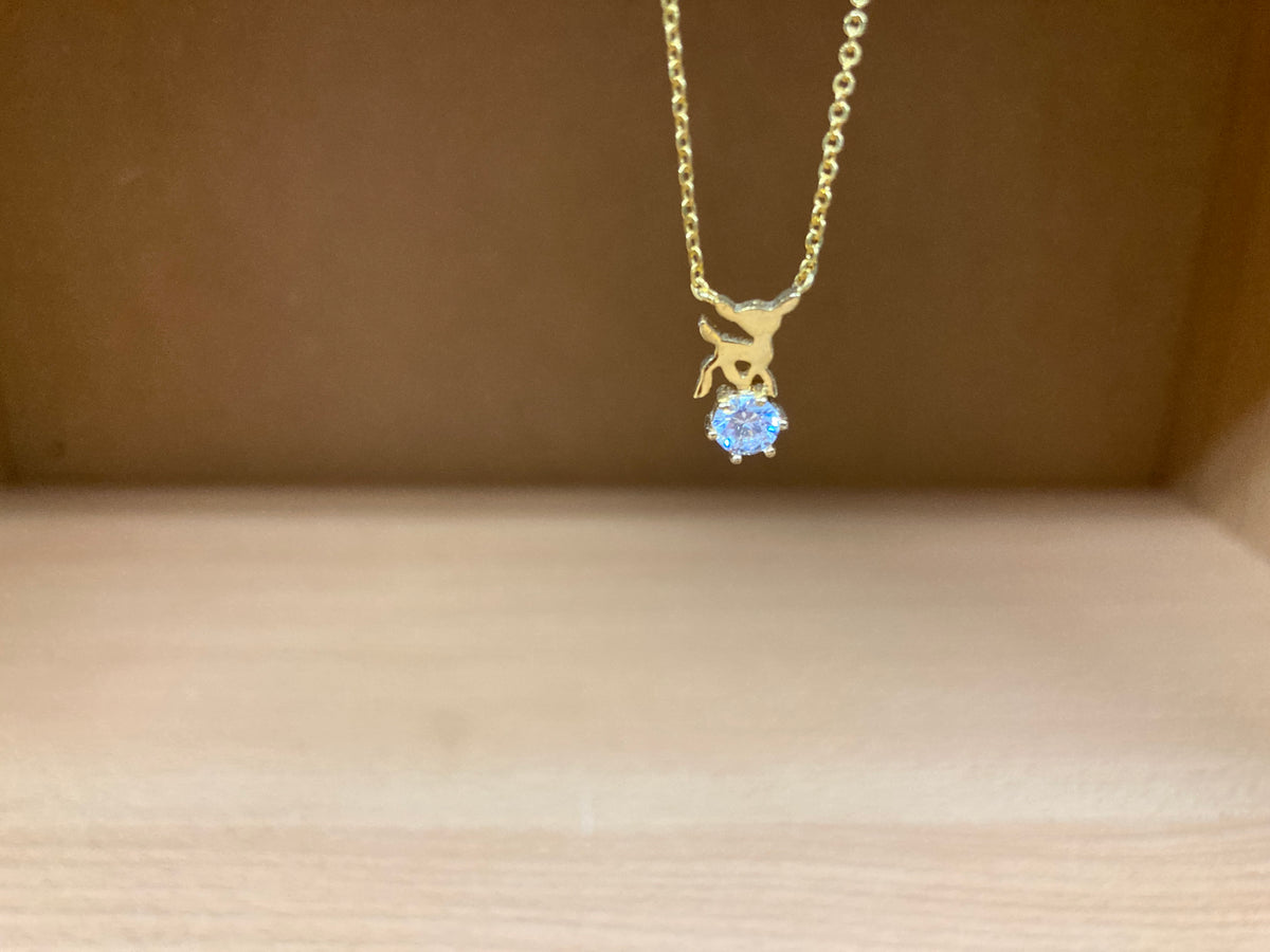 Tiny Treasures Seoul - Deer & Stone Pendant Necklace (Gold) 6