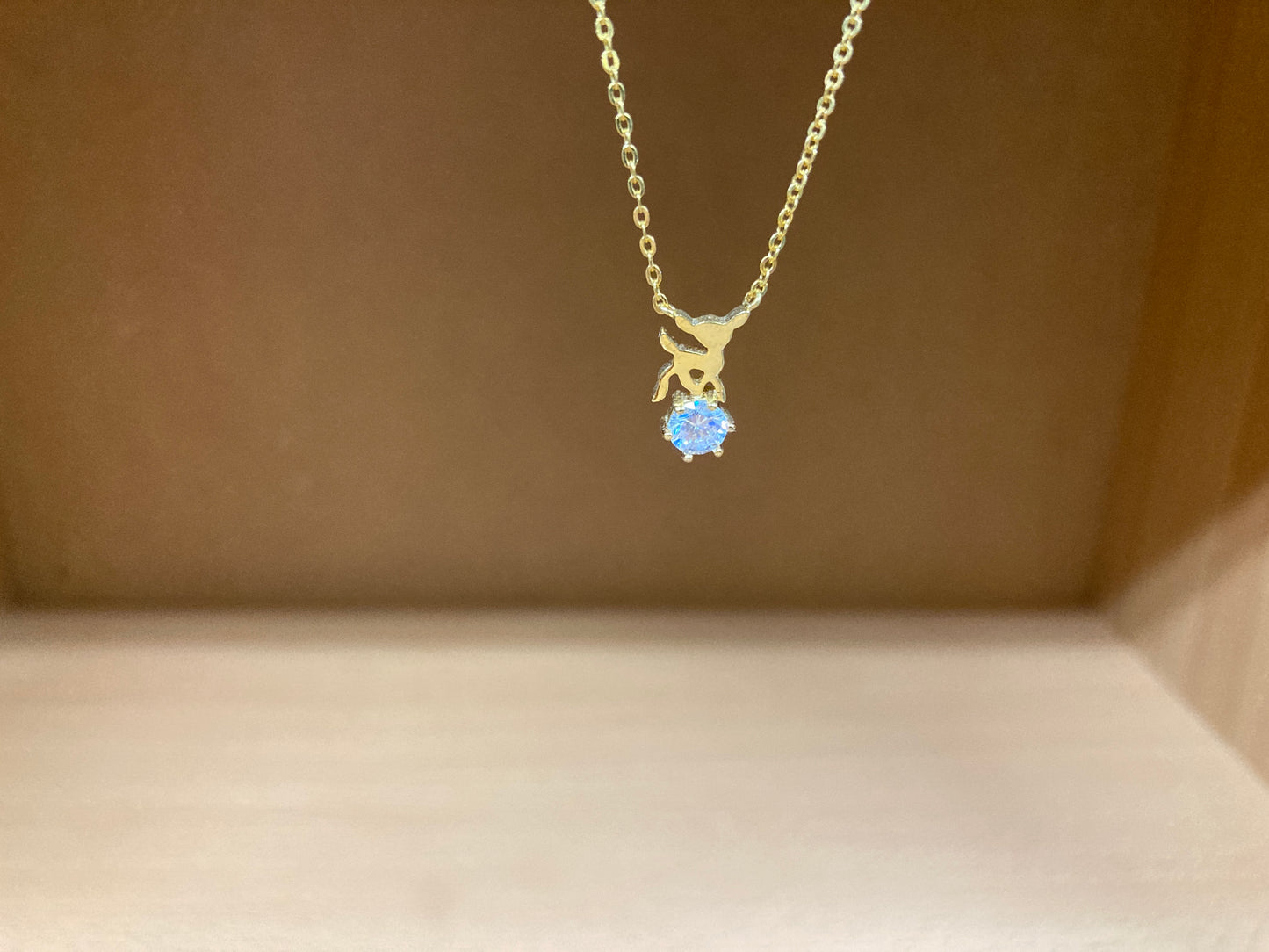 Tiny Treasures Seoul - Deer & Stone Pendant Necklace (Gold) 7