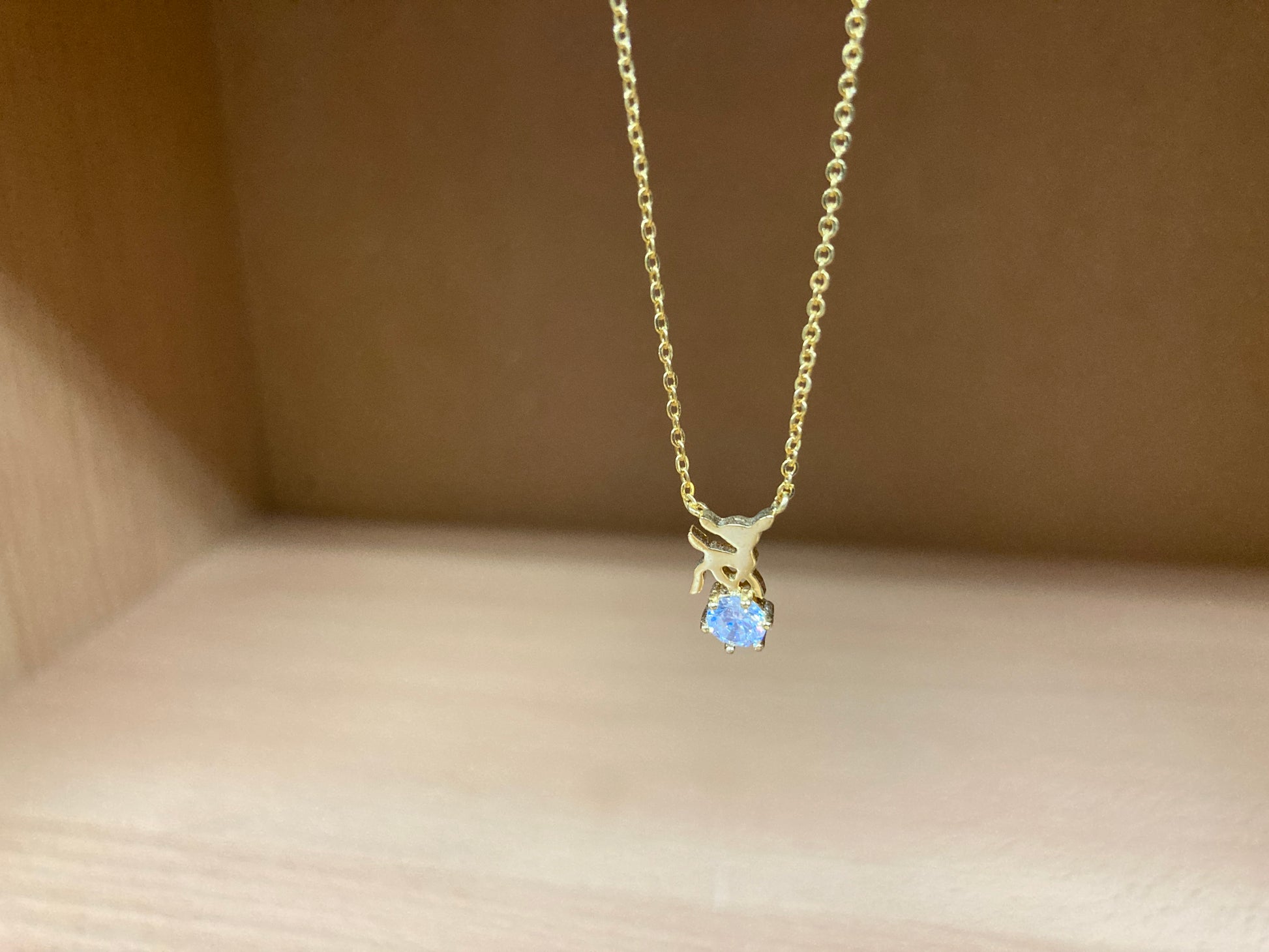 Tiny Treasures Seoul - Deer & Stone Pendant Necklace (Gold) 8
