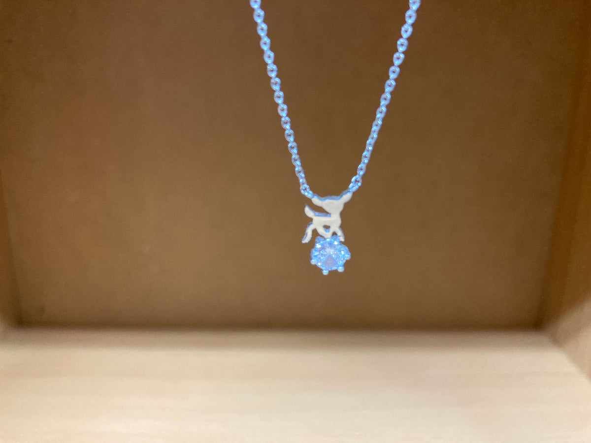 Tiny Treasures Seoul - Deer & Stone Pendant Necklace (Silver) 