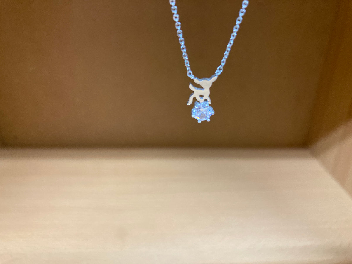 Tiny Treasures Seoul - Deer & Stone Pendant Necklace (Silver) 2
