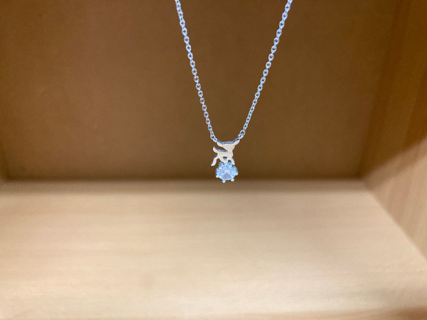 Tiny Treasures Seoul - Deer & Stone Pendant Necklace (Silver) 4