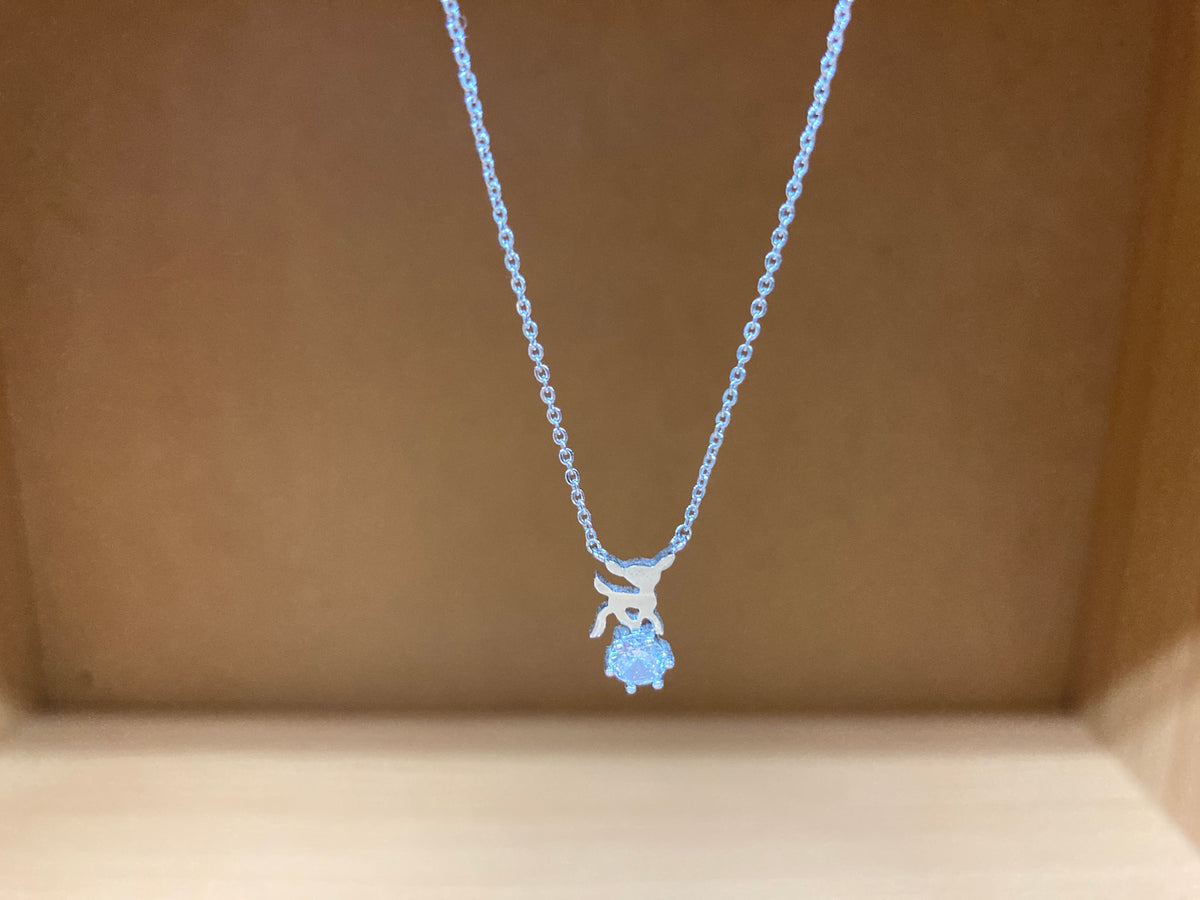 Tiny Treasures Seoul - Deer & Stone Pendant Necklace (Silver) 5