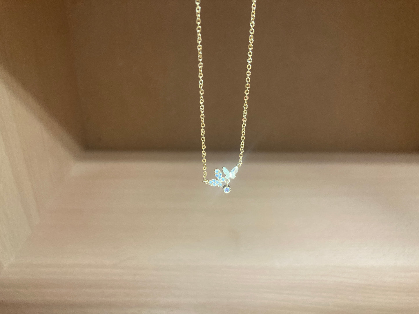 Tiny Treasures Seoul - Delicate Double Butterfly Necklace (Gold) 