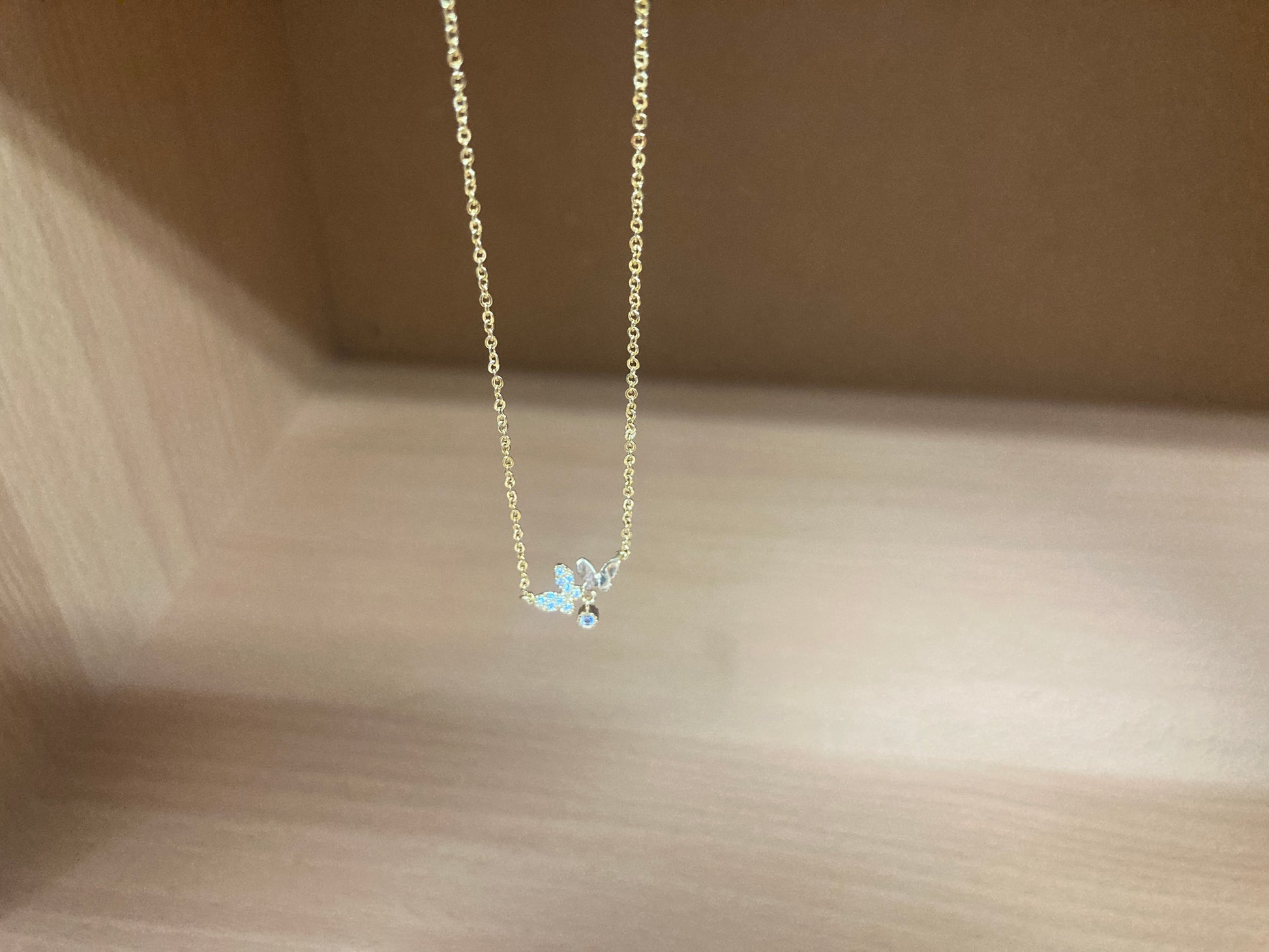 Tiny Treasures Seoul - Delicate Double Butterfly Necklace (Gold) 10