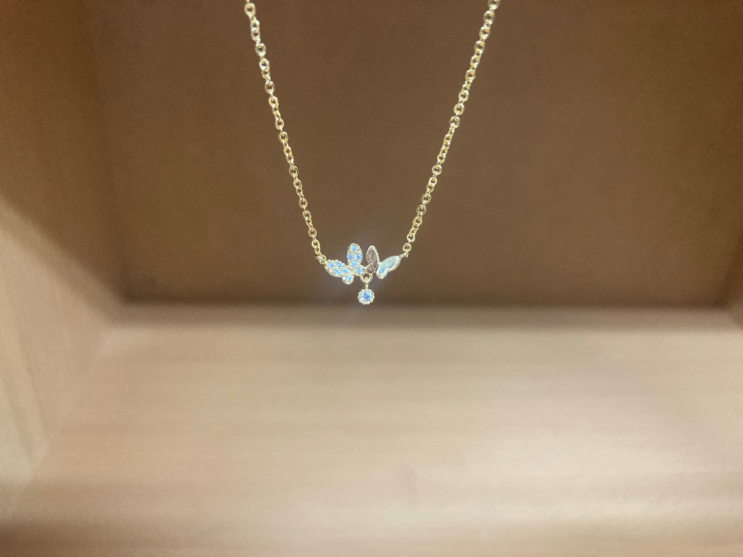 Tiny Treasures Seoul - Delicate Double Butterfly Necklace (Gold) 11