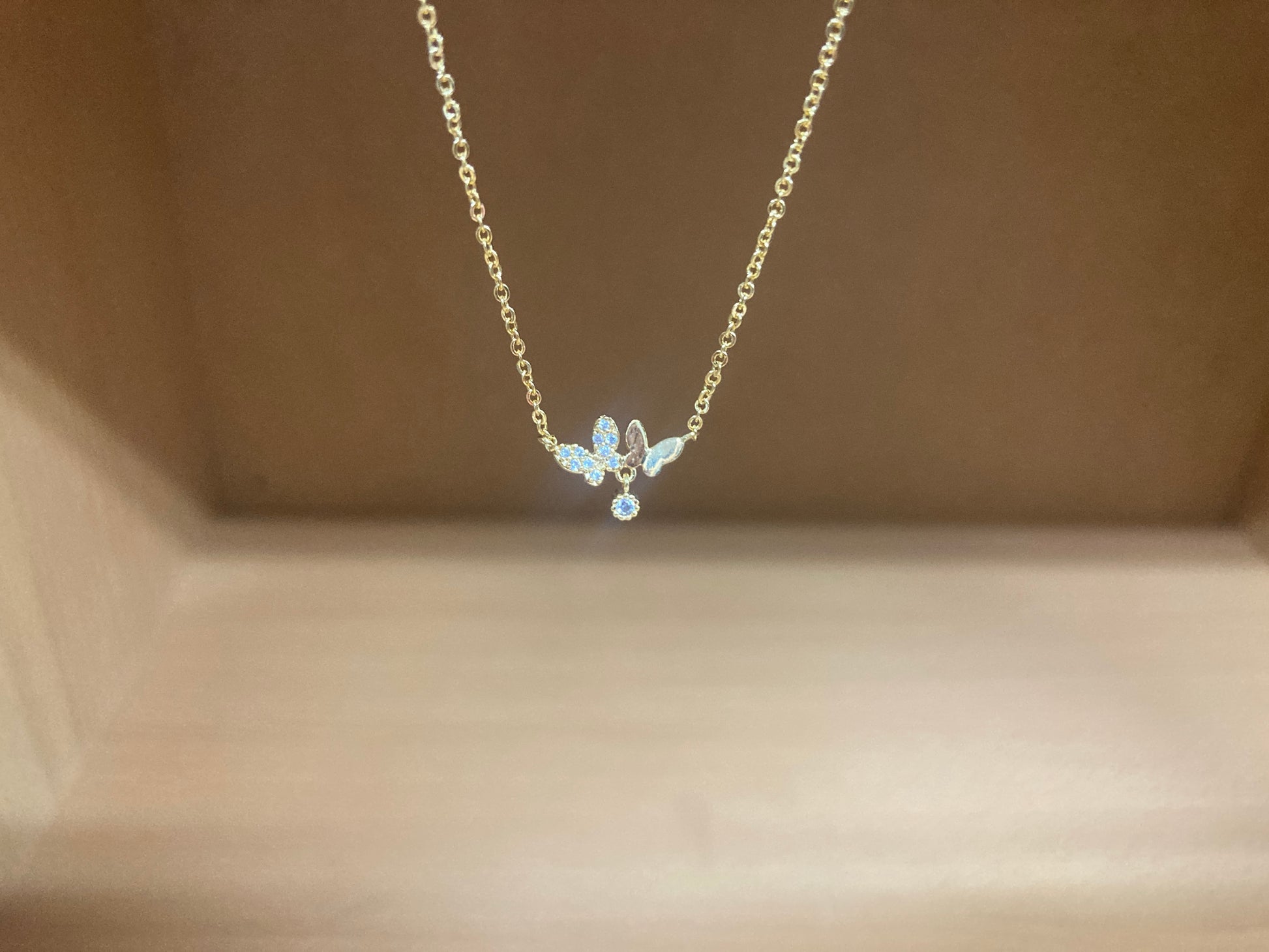 Tiny Treasures Seoul - Delicate Double Butterfly Necklace (Gold) 11
